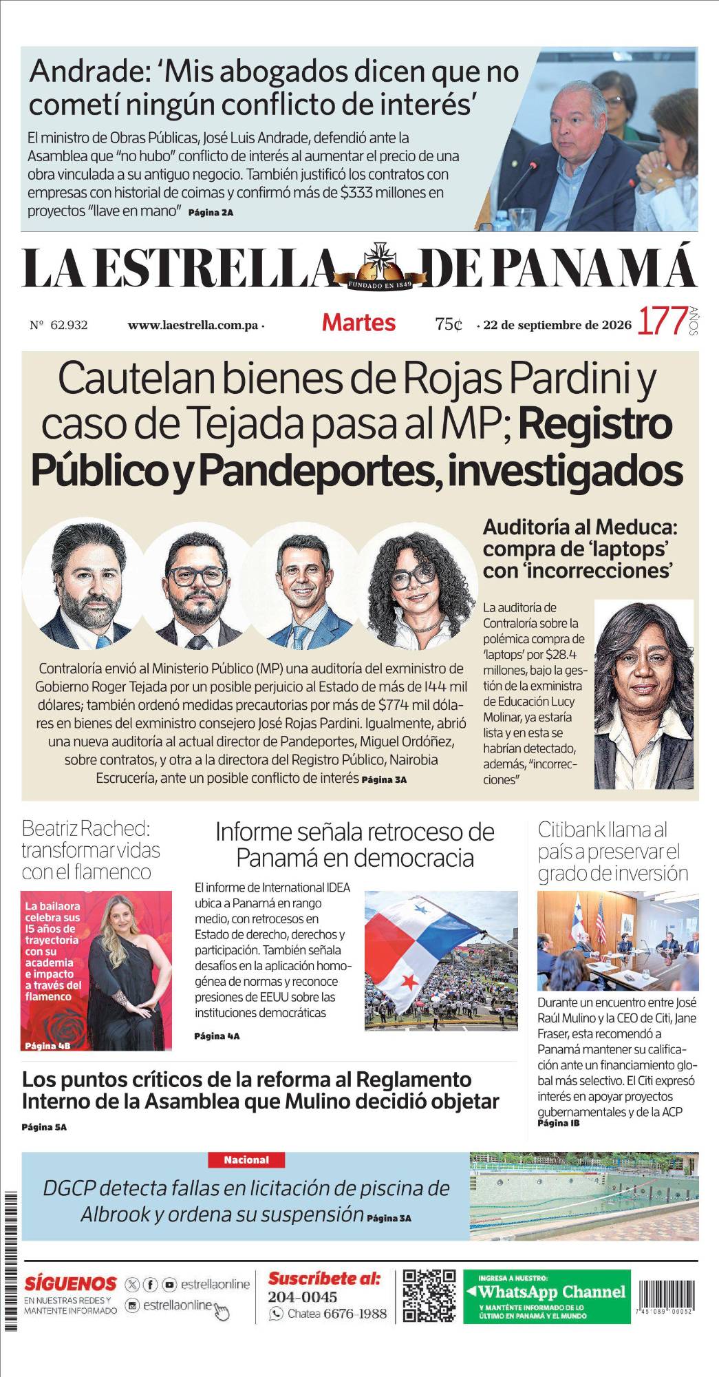 Portada del impreso del 22 de septiembre de 2026