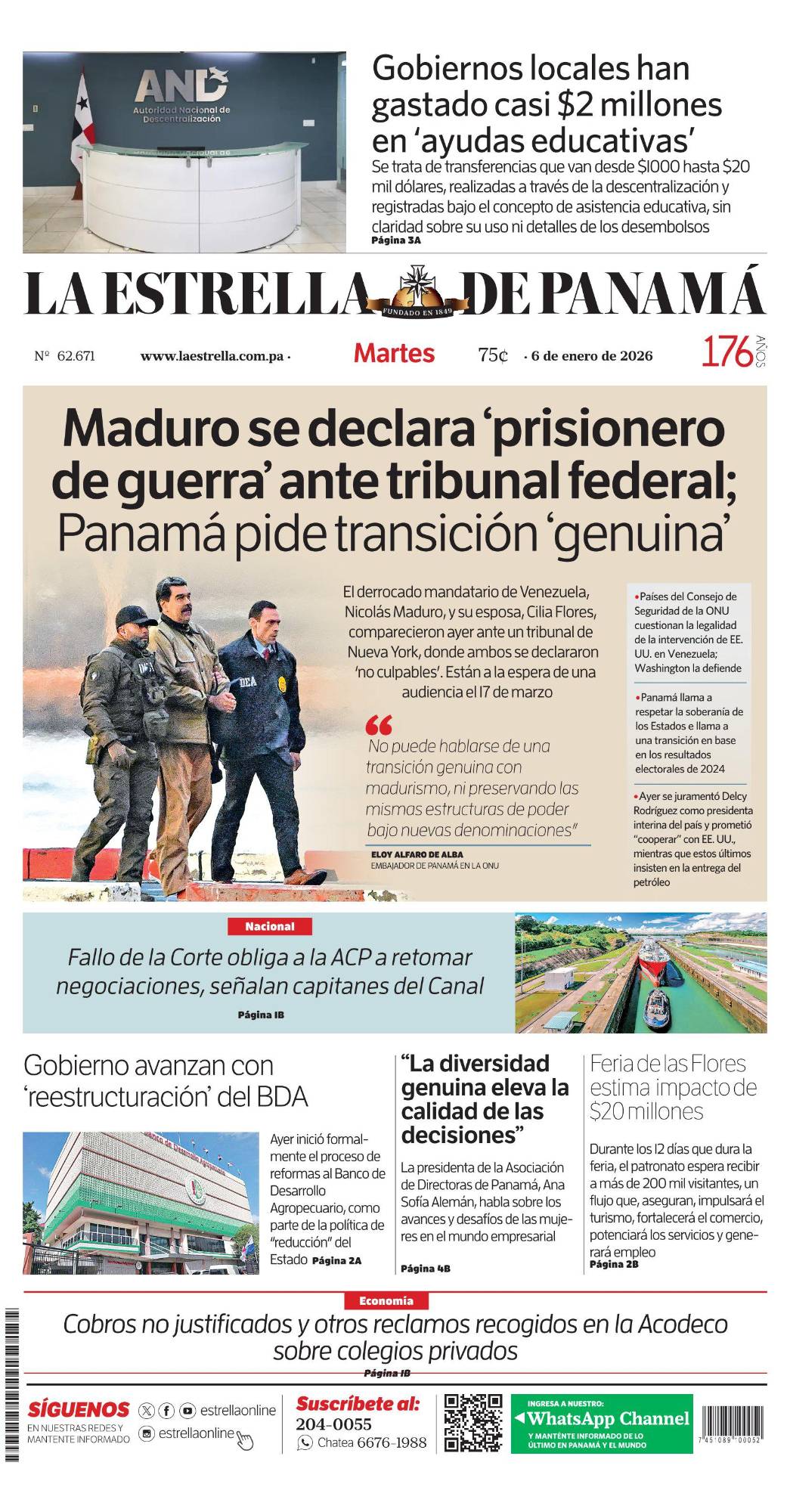 Portada del impreso del 6 de enero de 2026