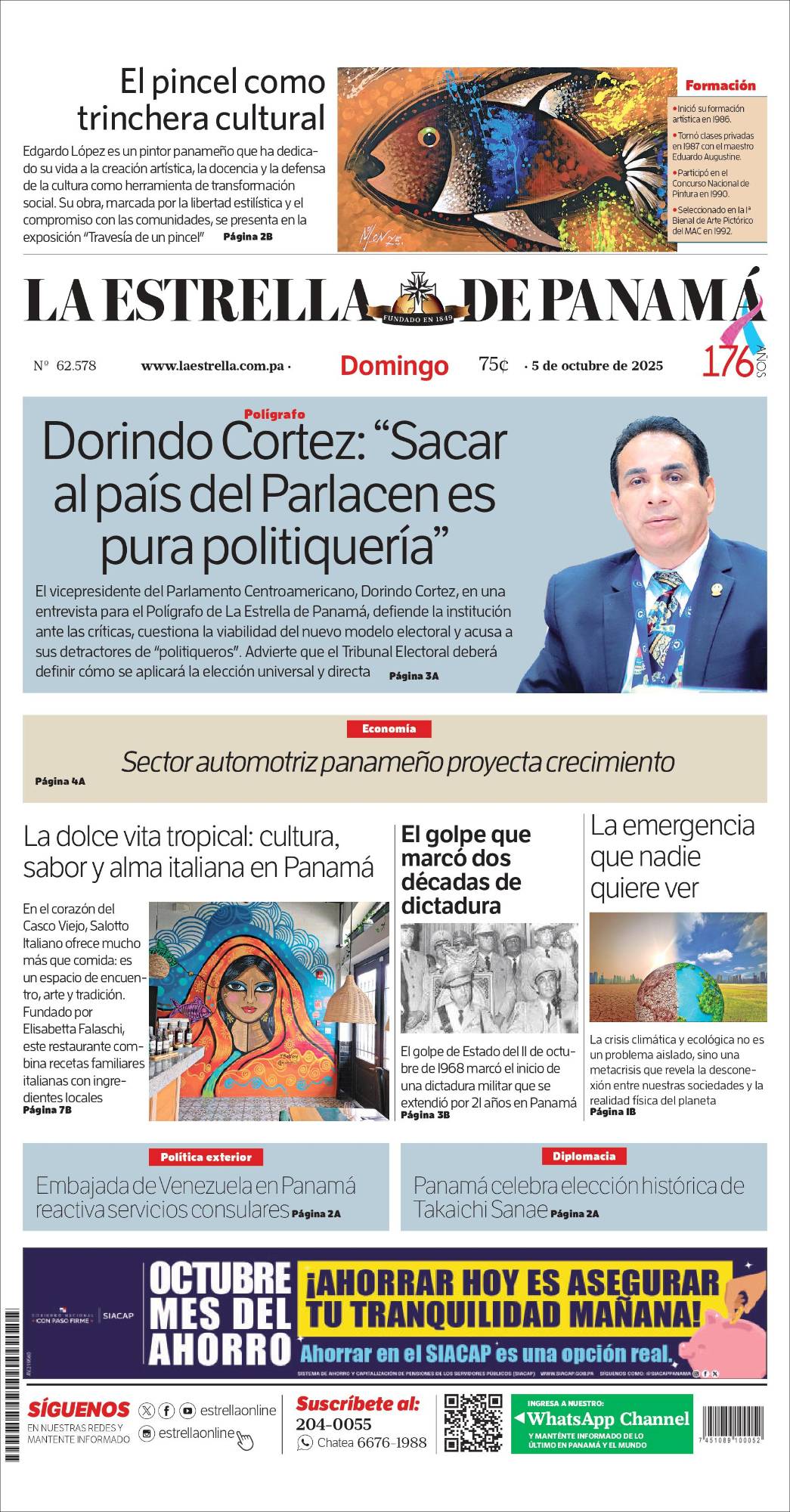 Portada del impreso del 5 de octubre de 2025