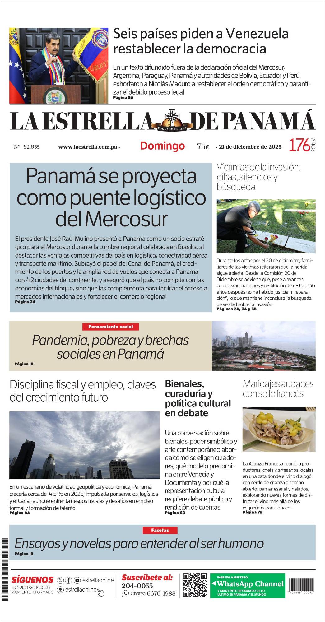 Portada del impreso del 21 de diciembre de 2025