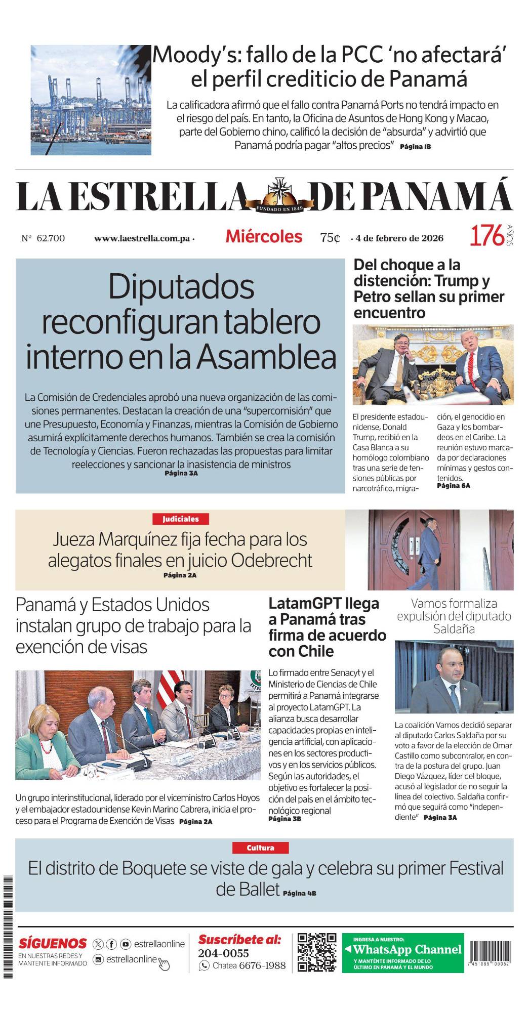 Portada del impreso del 4 de febrero de 2026