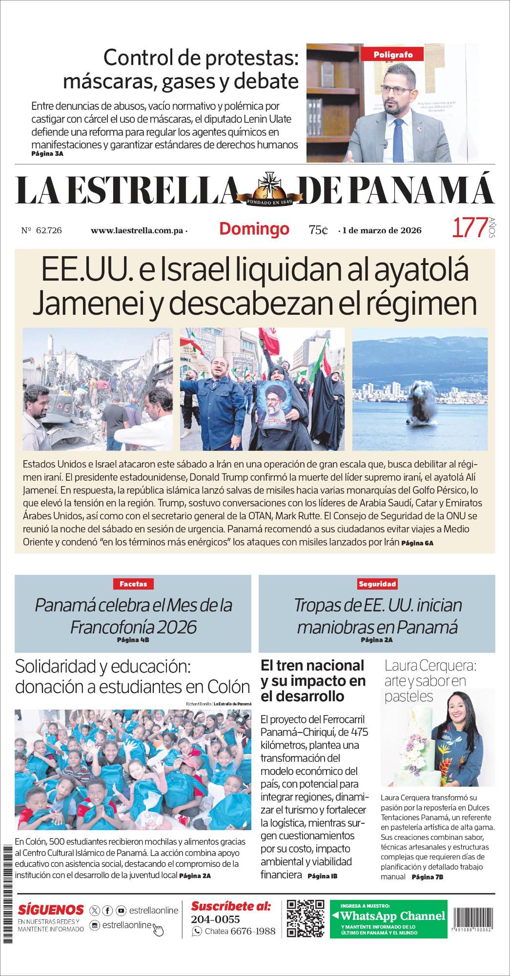 Portada del impreso del 1 de marzo de 2026