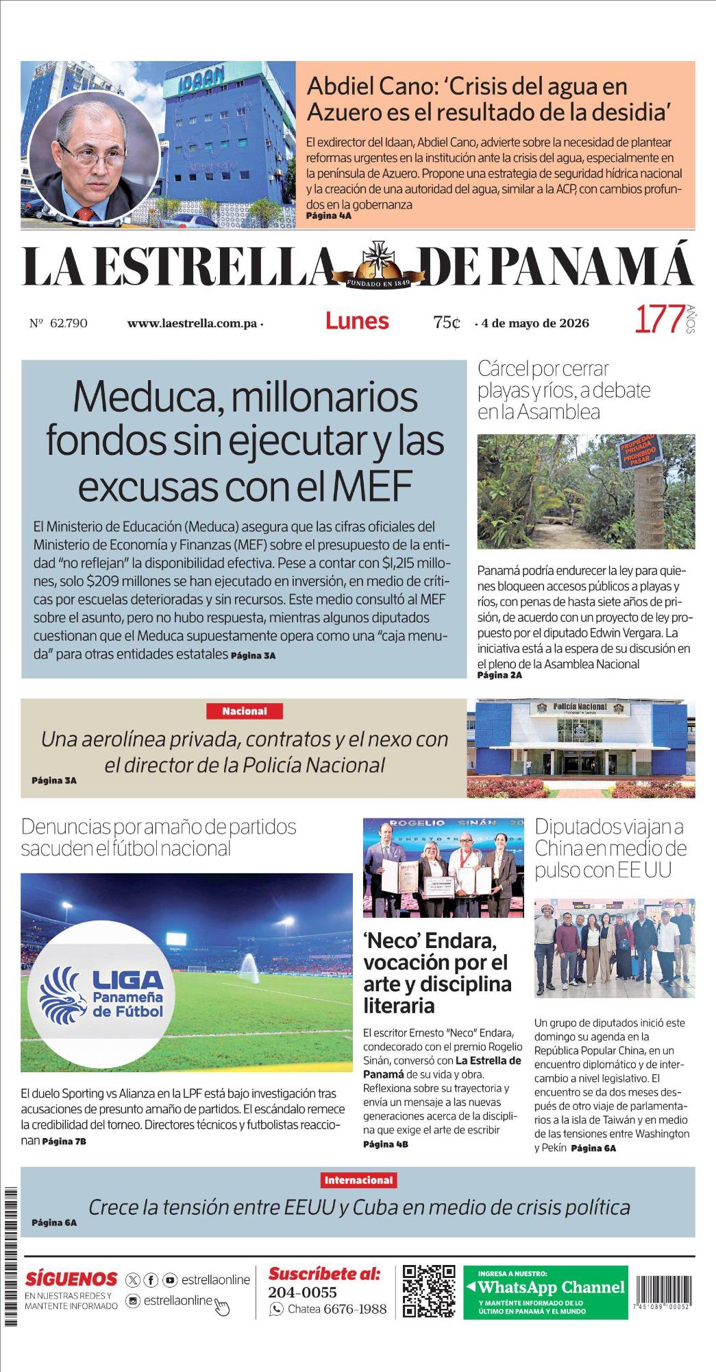 Portada del impreso del 4 de mayo de 2026