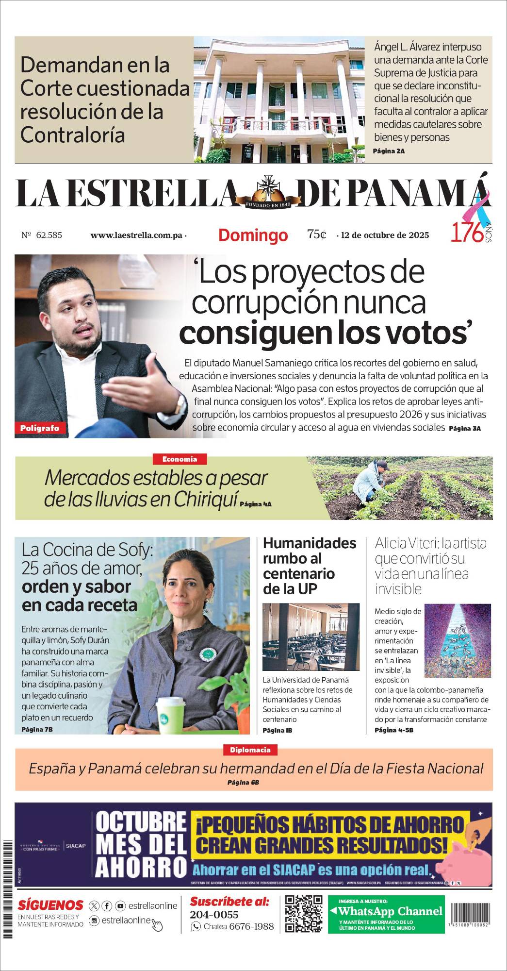 Portada del impreso del 12 de octubre de 2025
