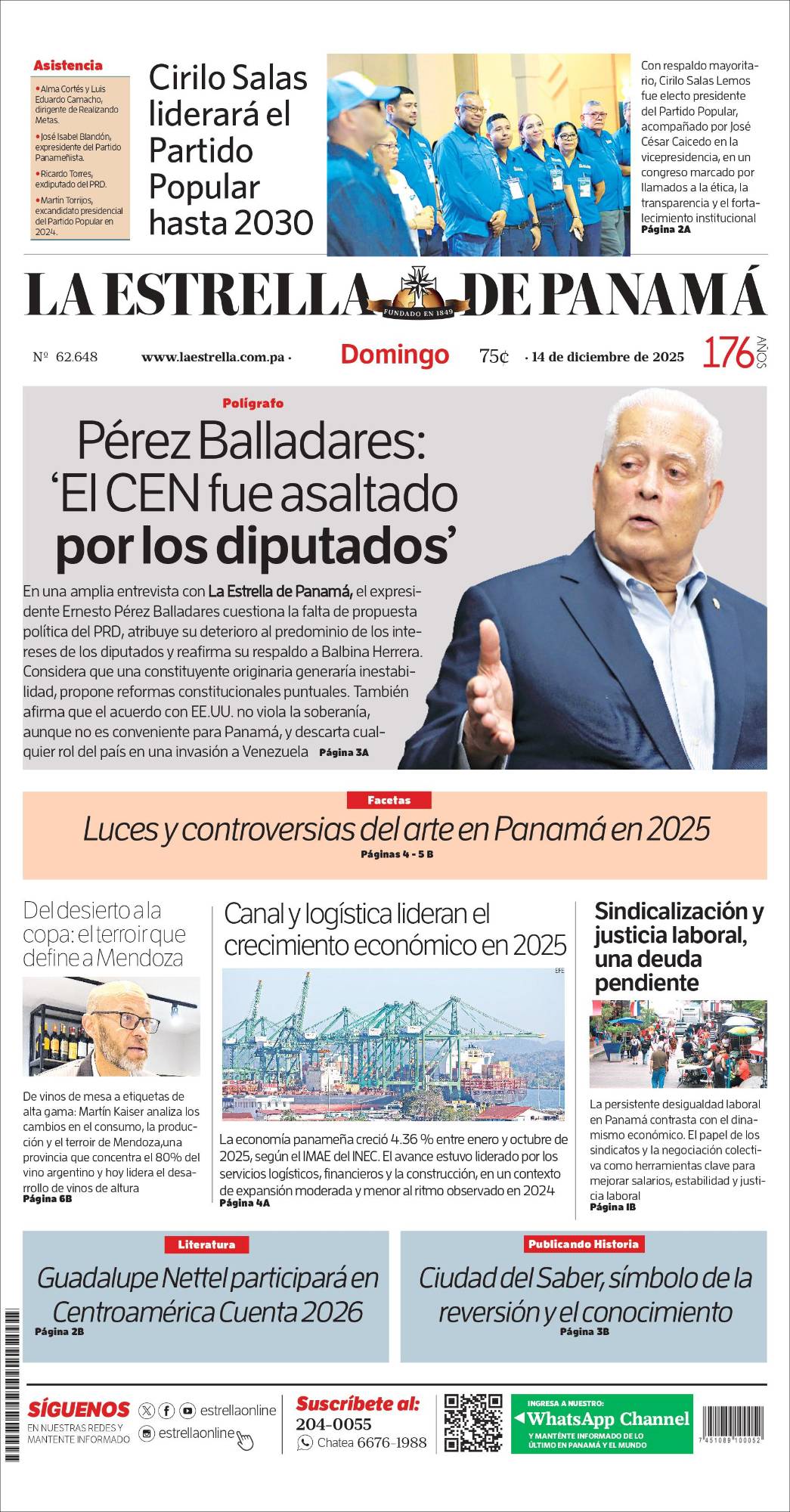 Portada del impreso del 14 de diciembre de 2025