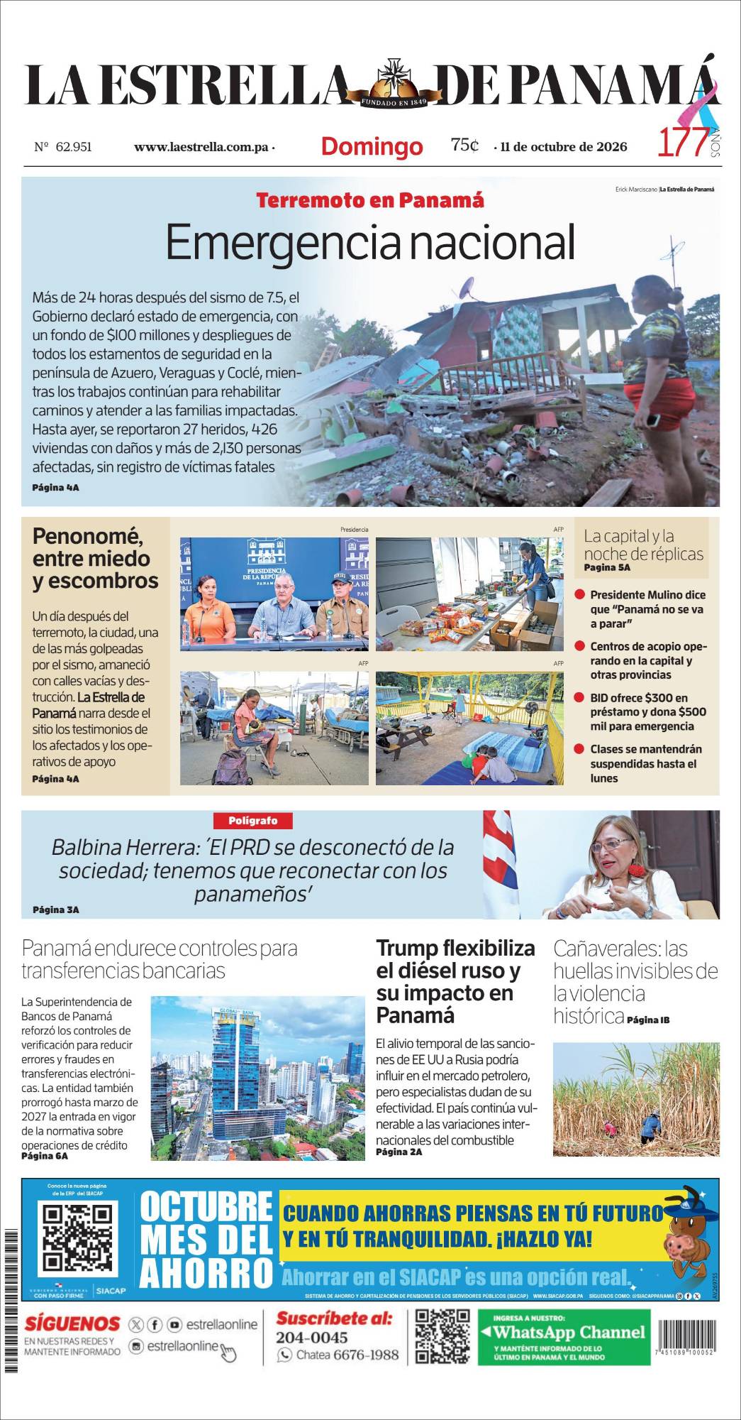 Portada del impreso del 11 de octubre de 2026
