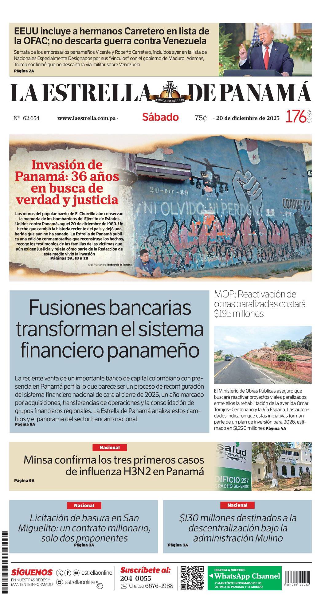 Portada del impreso del 20 de diciembre de 2025