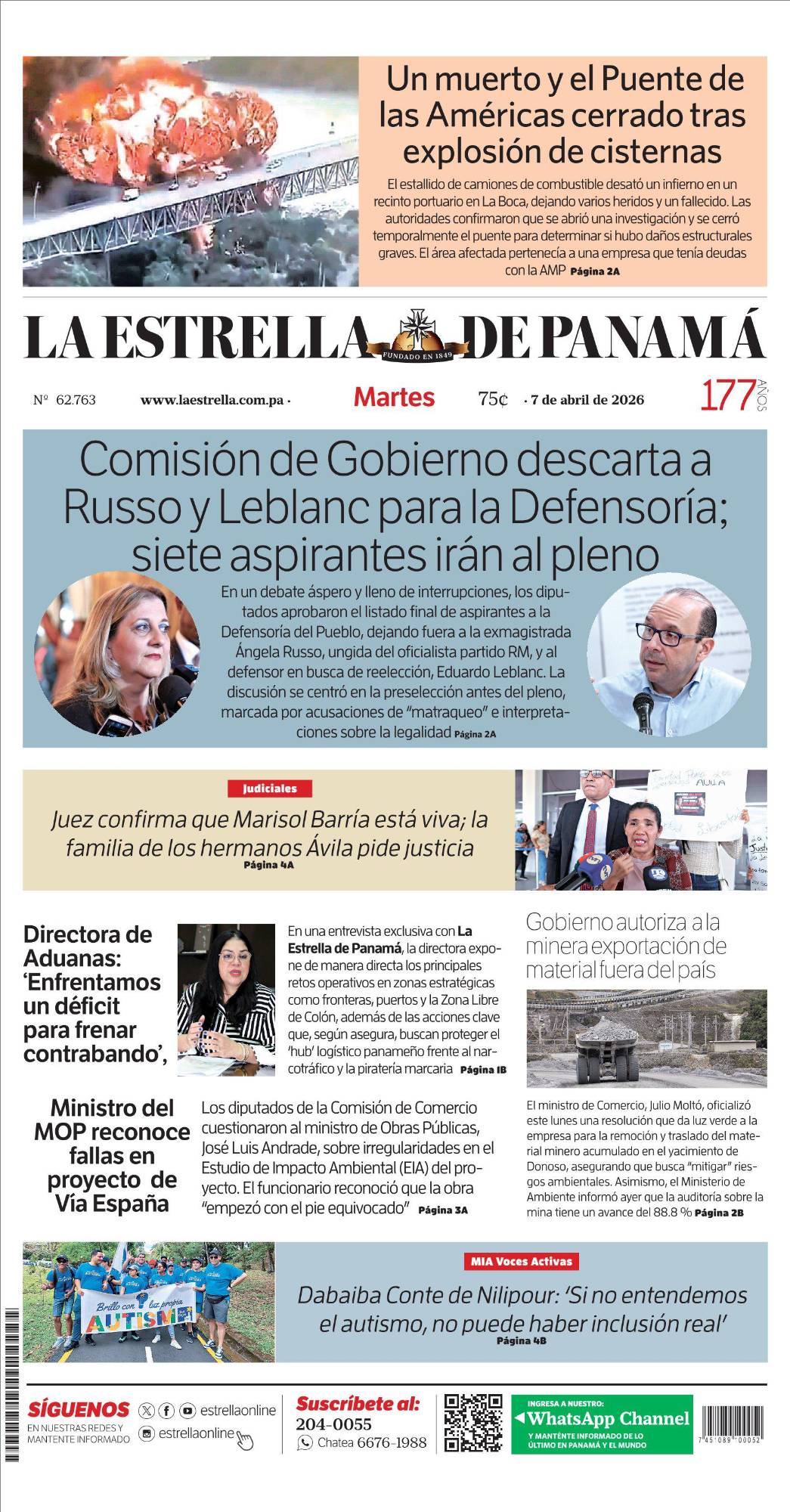 Portada del impreso del 7 de abril de 2026