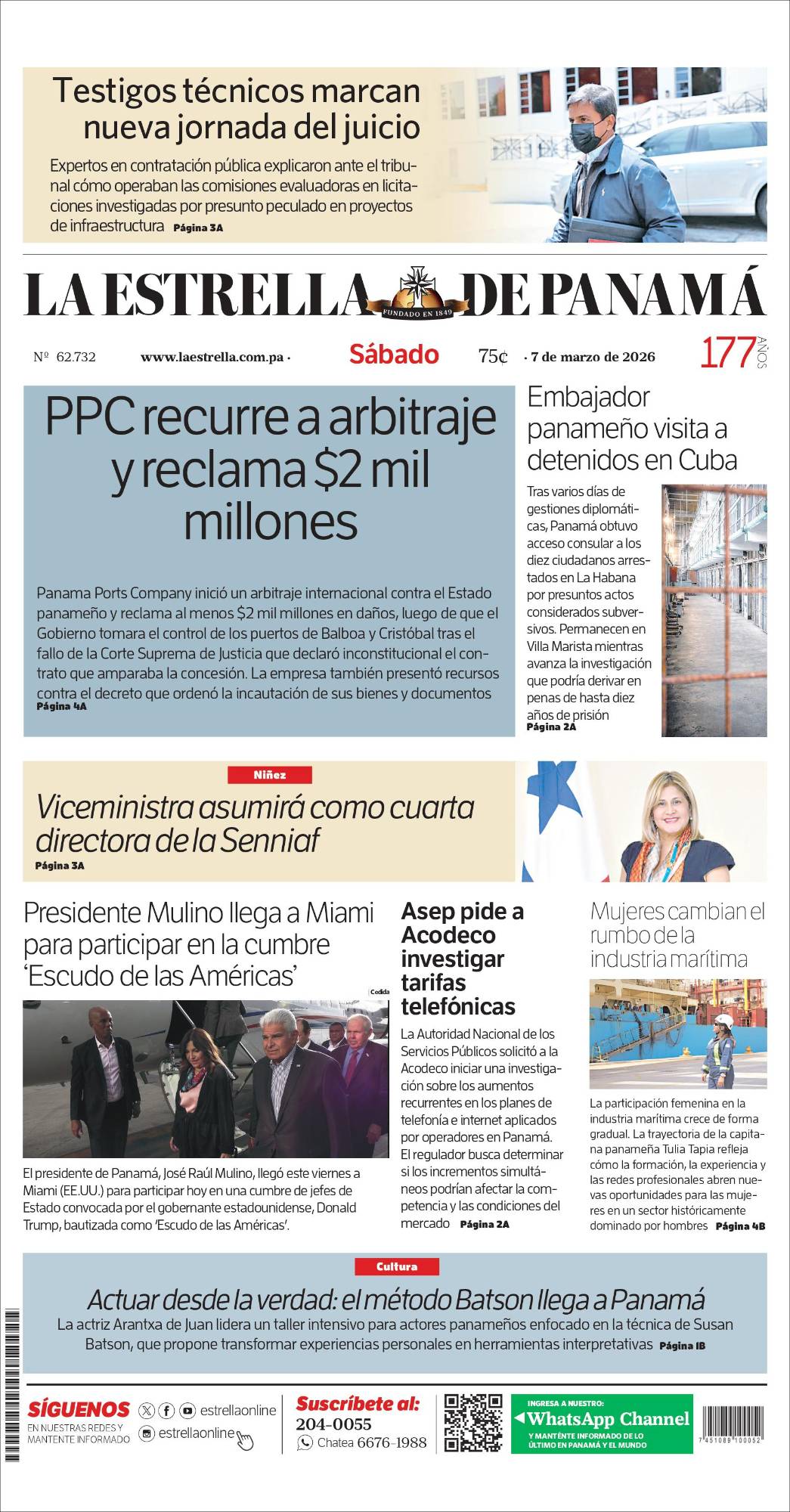 Portada del impreso del 7 de marzo de 2026