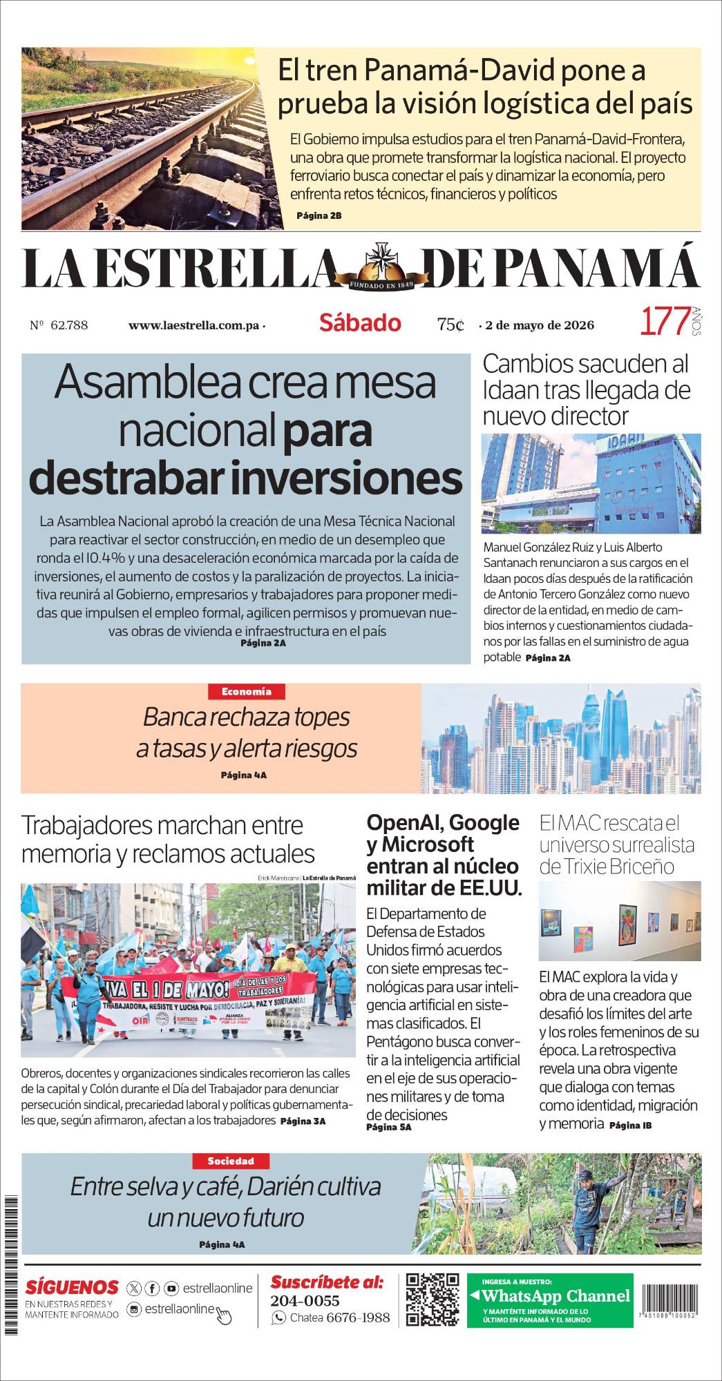Portada del impreso del 2 de mayo de 2026