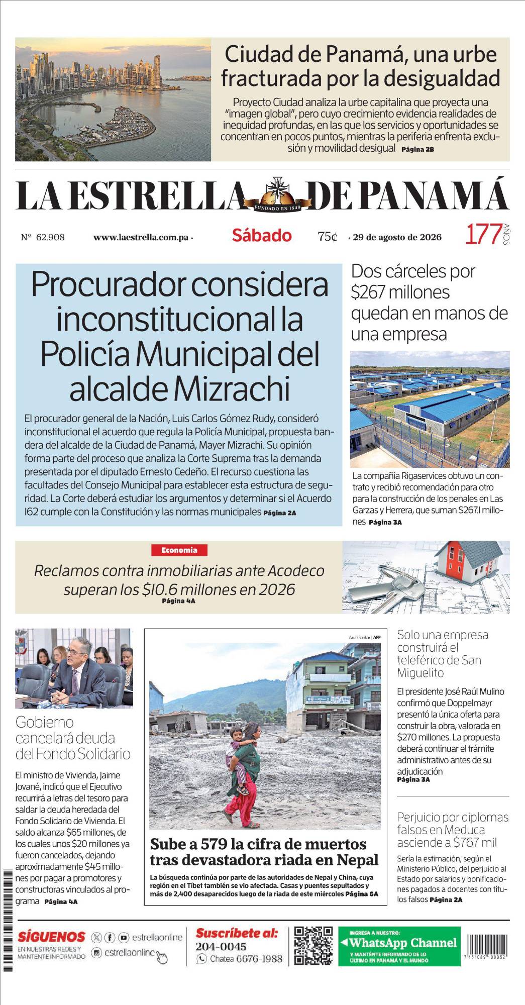 Portada del impreso del 29 de agosto de 2026