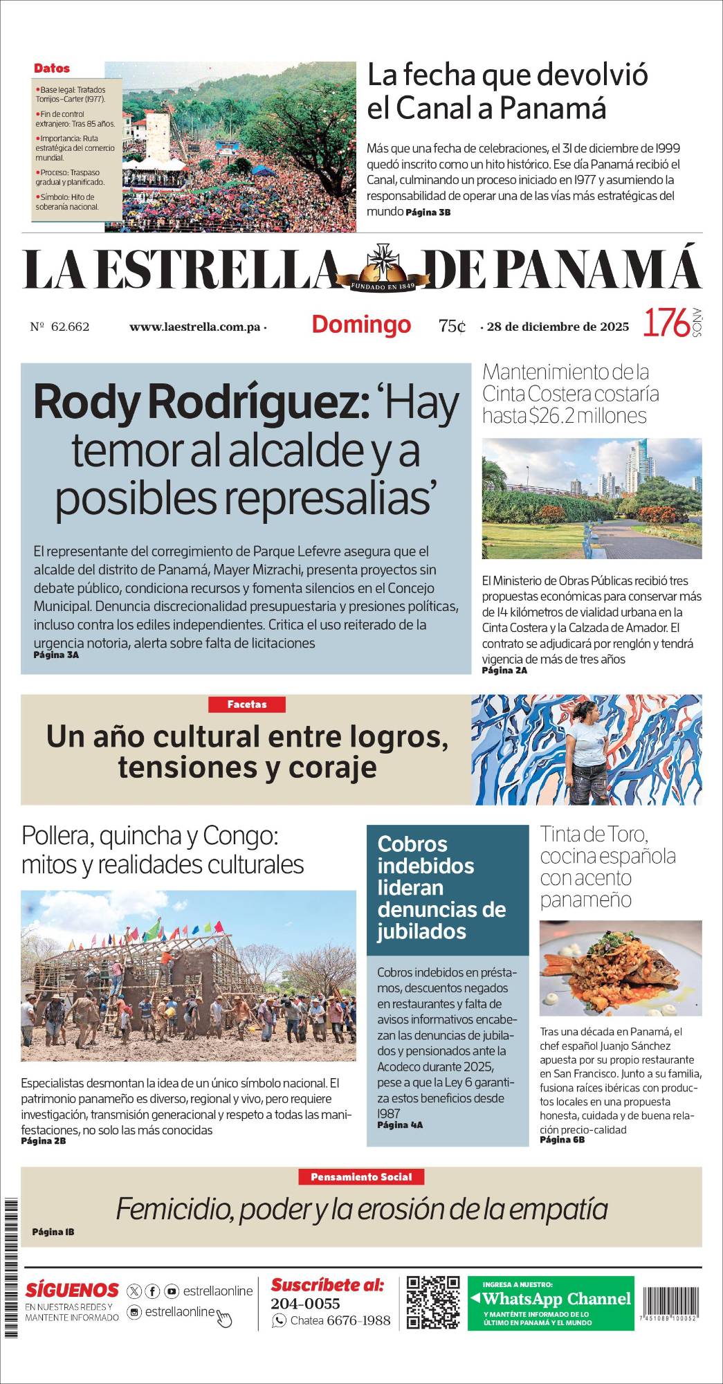 Portada del impreso del 28 de diciembre de 2025