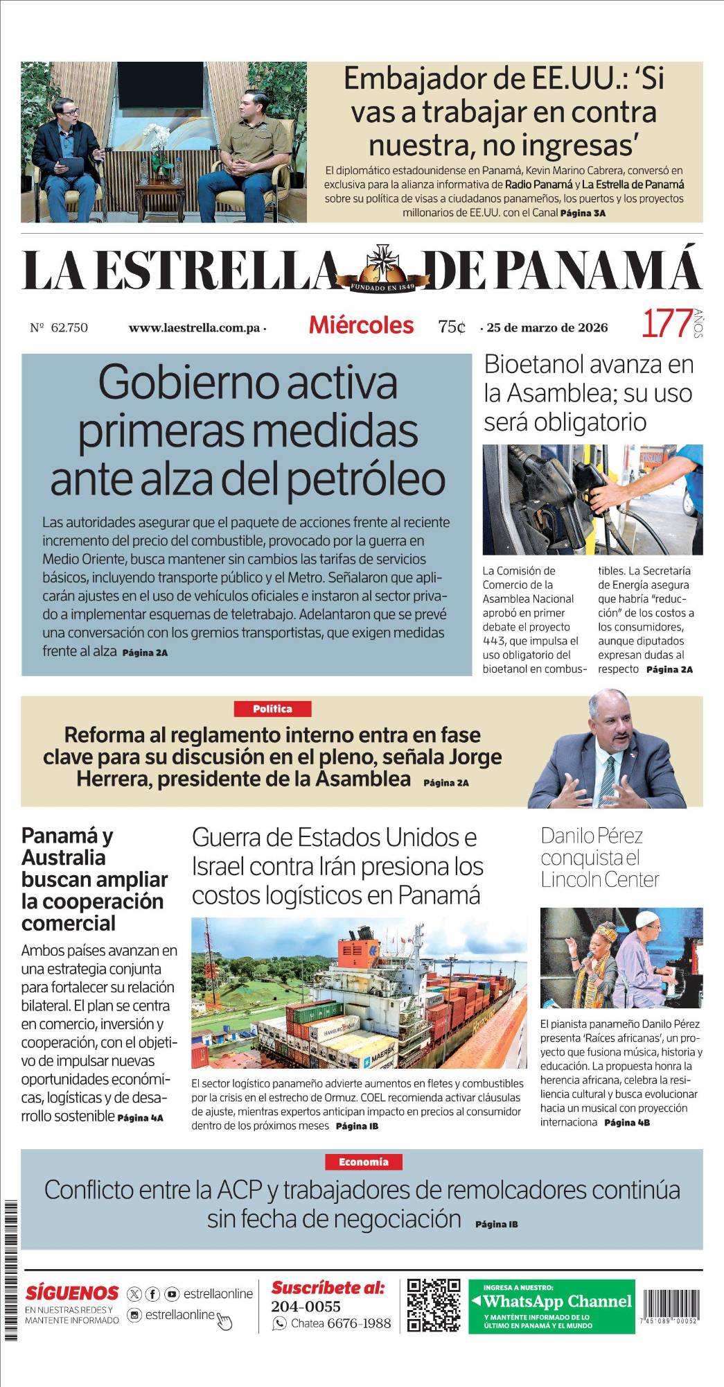 Portada del impreso del 25 de marzo de 2026