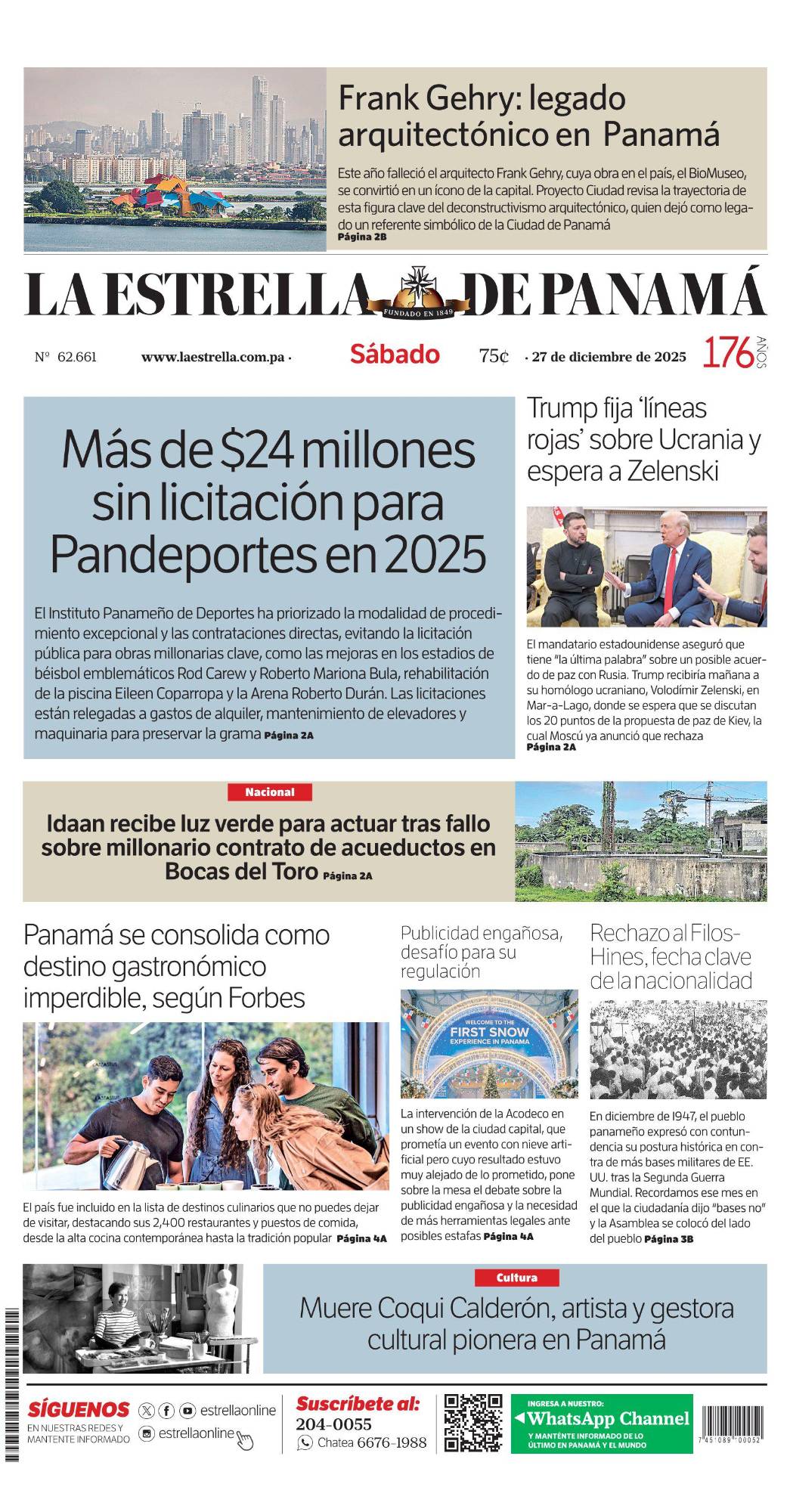 Portada del impreso del 27 de diciembre de 2025