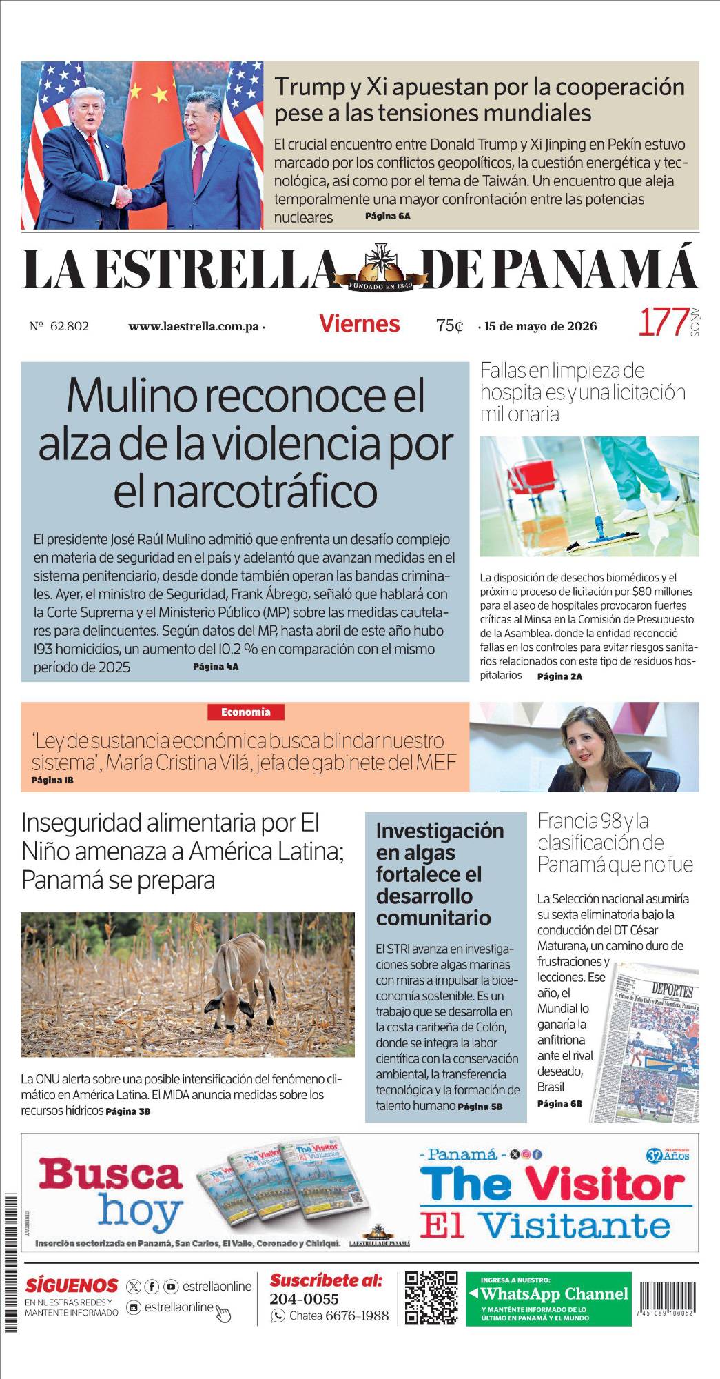 Portada del impreso del 15 de mayo de 2026