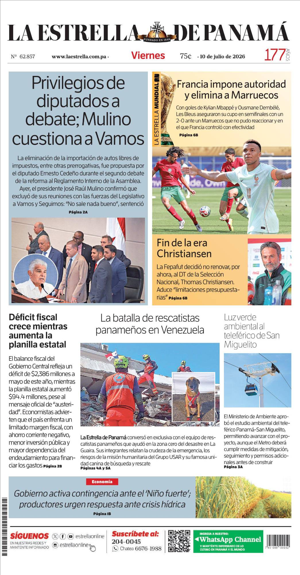 Portada del impreso del 10 de julio de 2026
