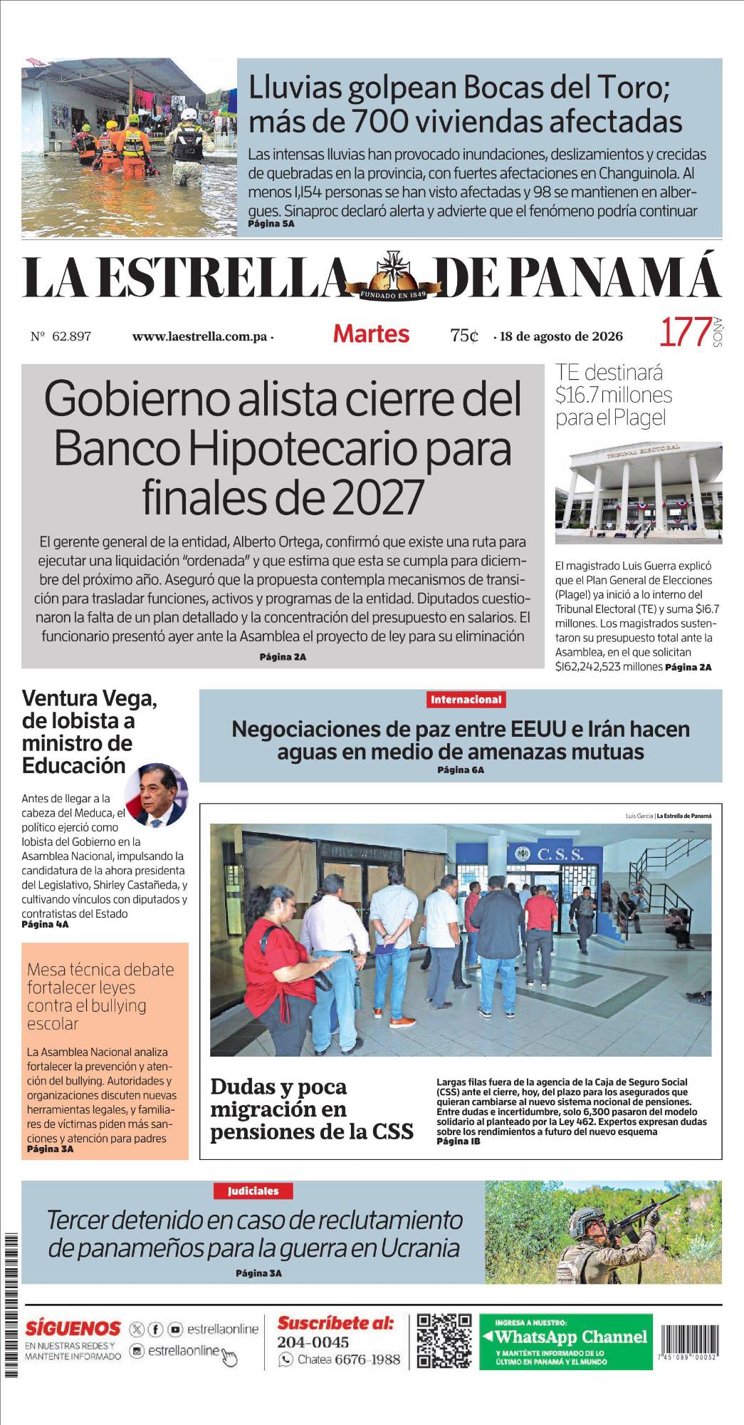 Portada del impreso del 18 de agosto de 2026