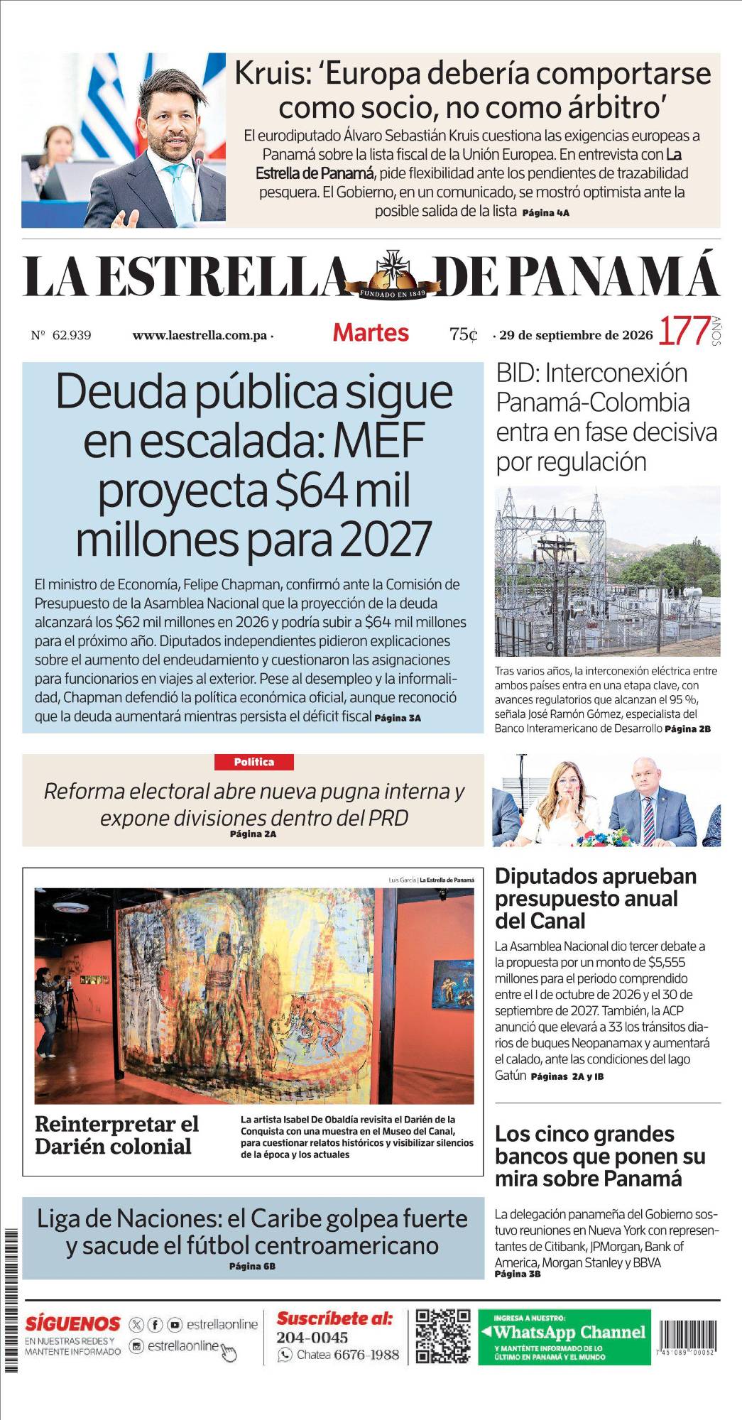 Portada del impreso del 29 de septiembre de 2026