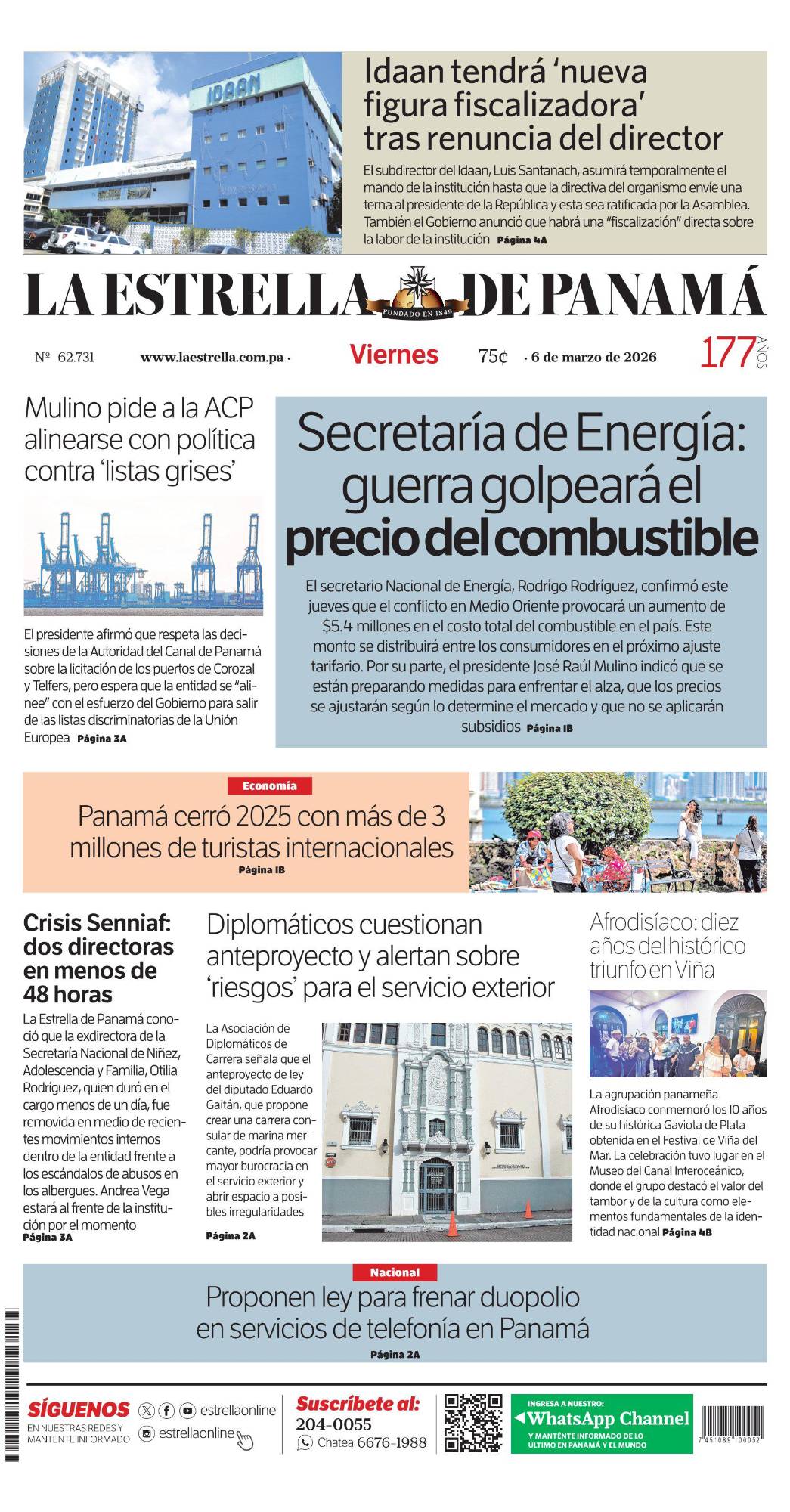 Portada del impreso del 6 de marzo de 2026