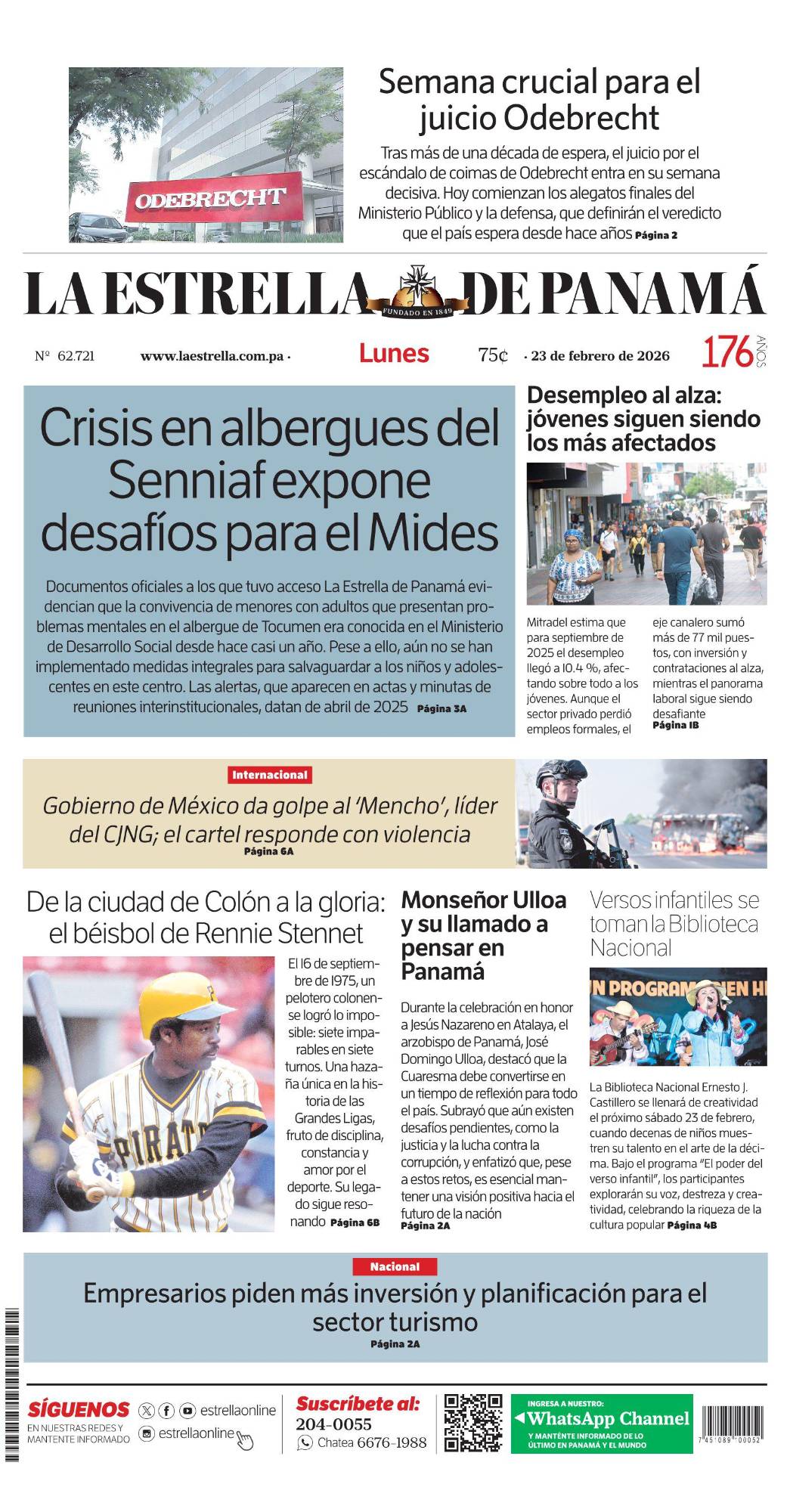 Portada del impreso del 23 de febrero de 2026