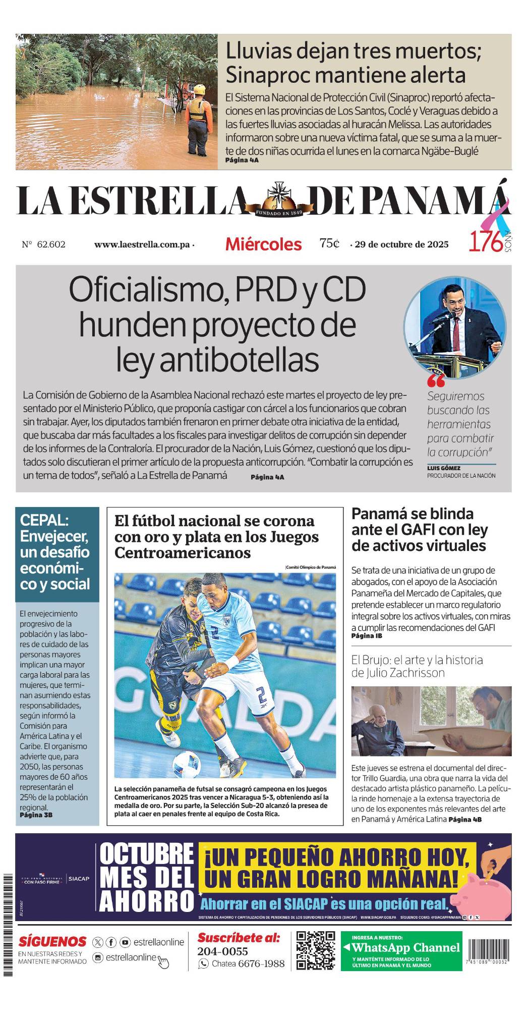 Portada del impreso del 29 de octubre de 2025