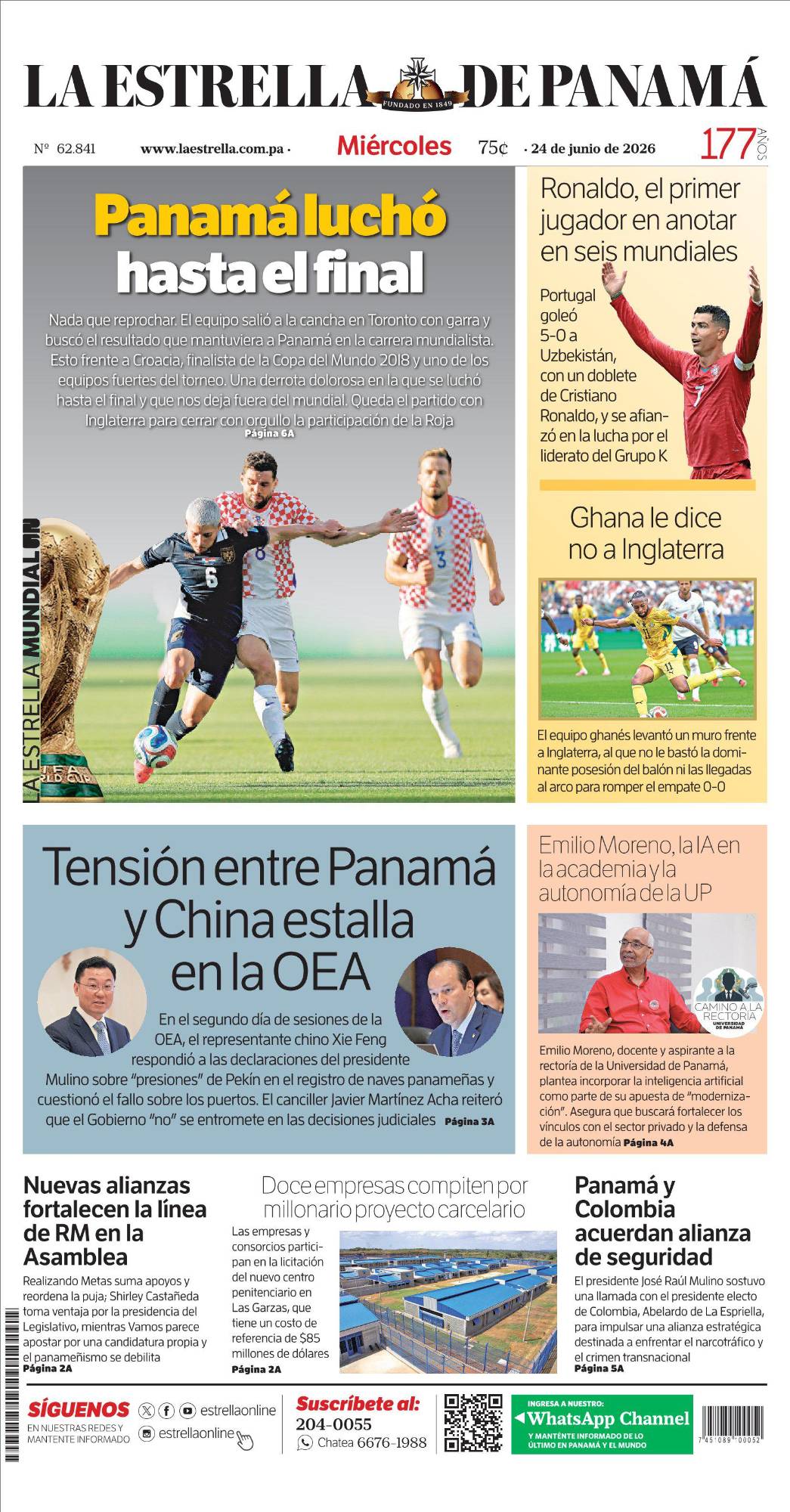 Portada del impreso del 24 de junio de 2026