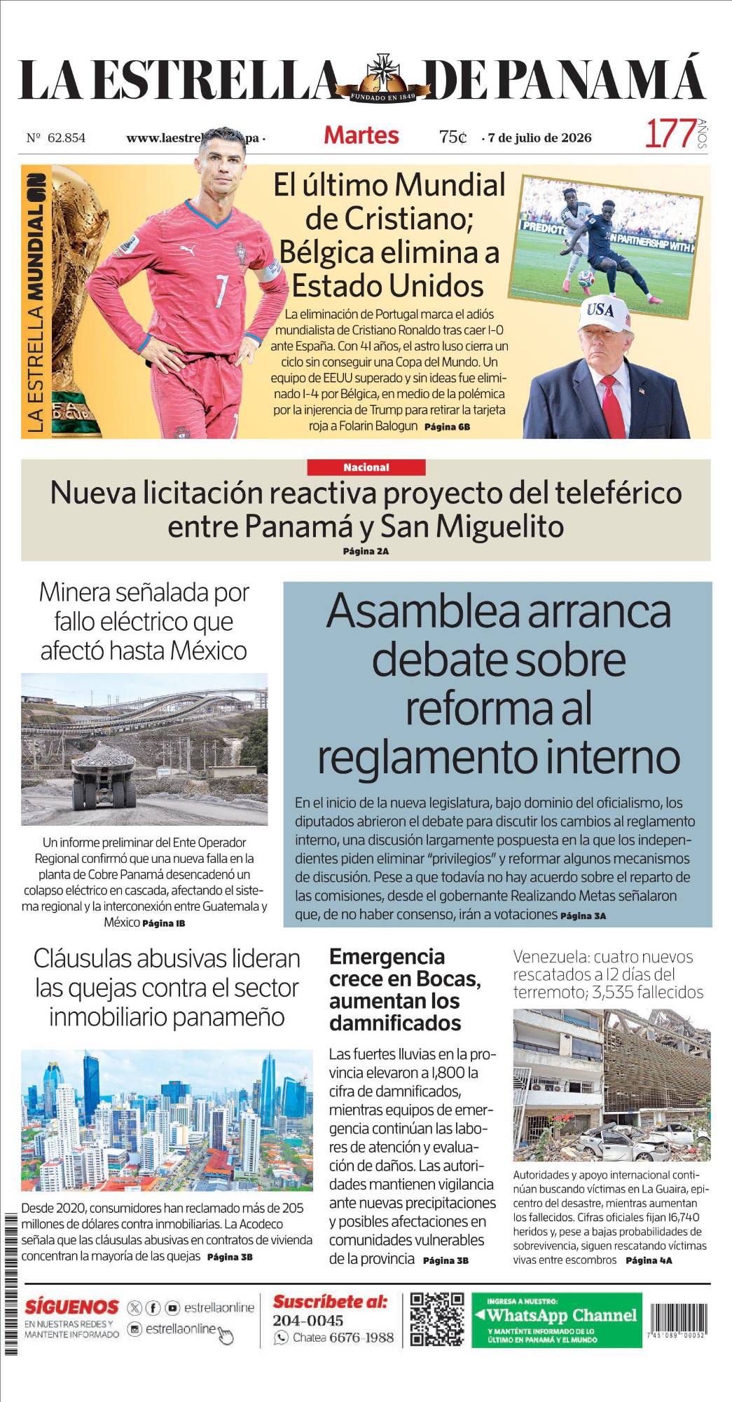Portada del impreso del 7 de julio de 2026