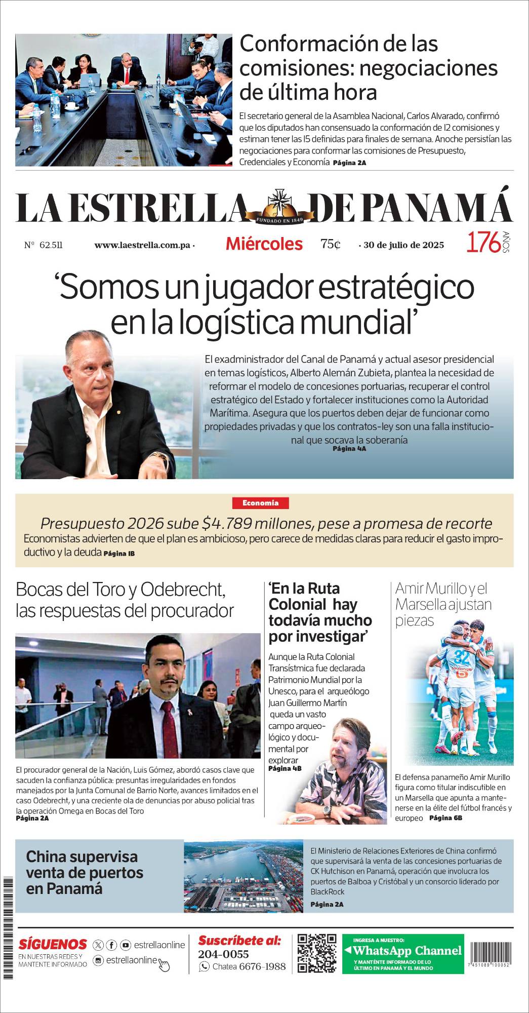 Portada del impreso del 30 de julio de 2025