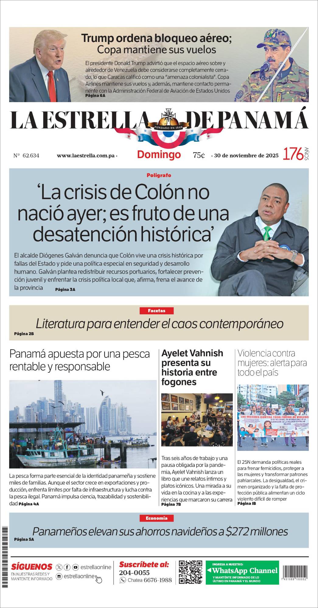Portada del impreso del 30 de noviembre de 2025