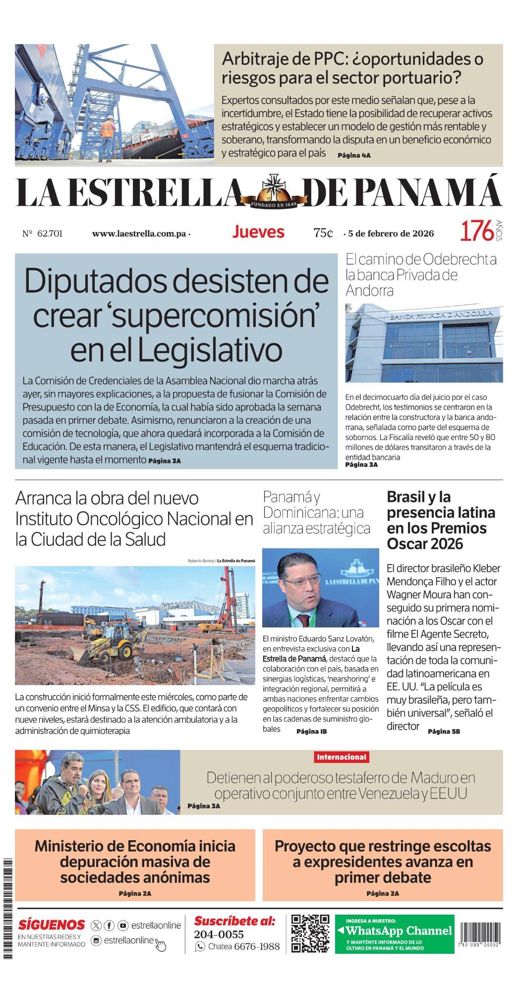 Portada del impreso del 5 de febrero de 2026