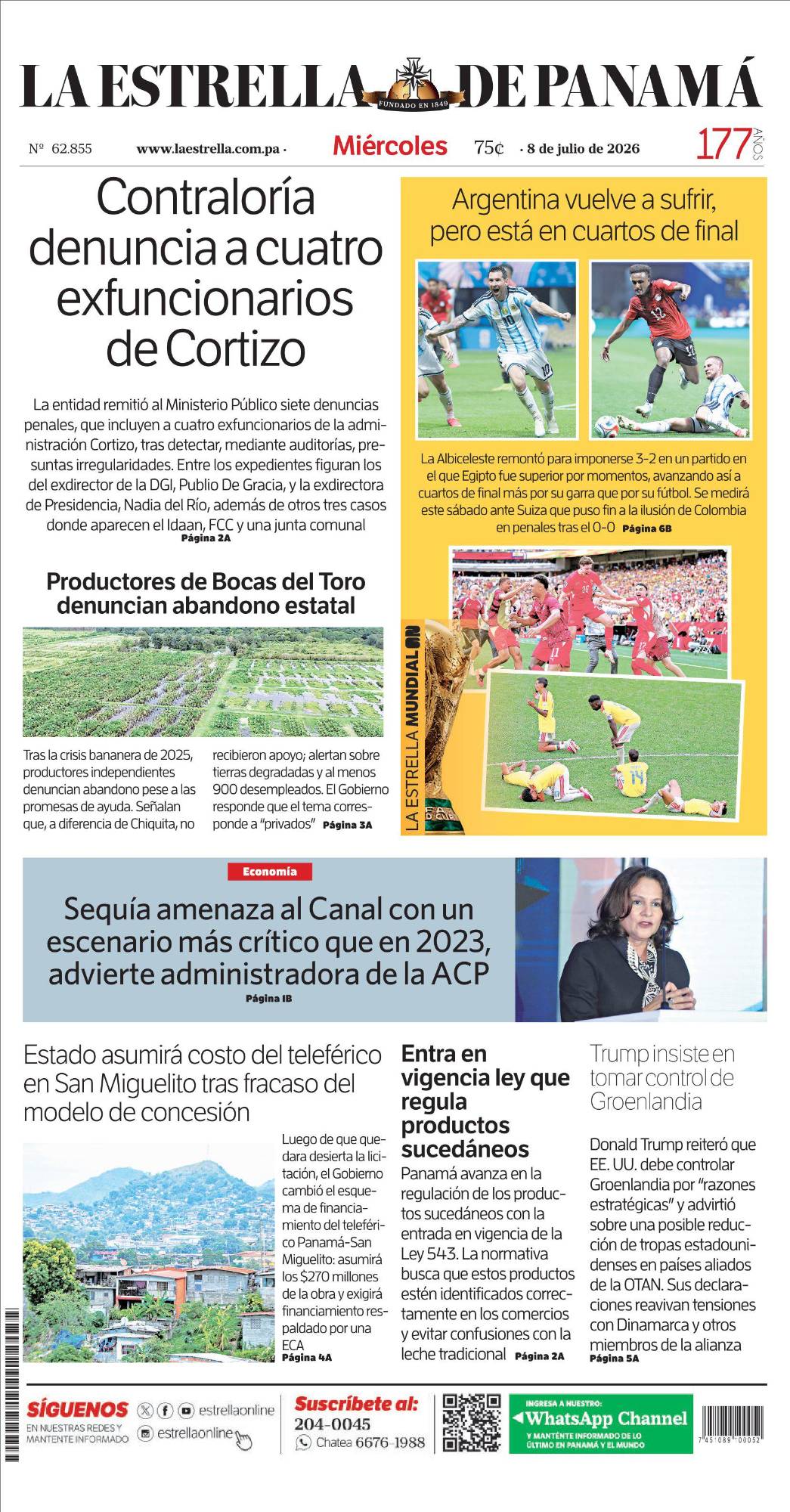 Portada del impreso del 8 de julio de 2026