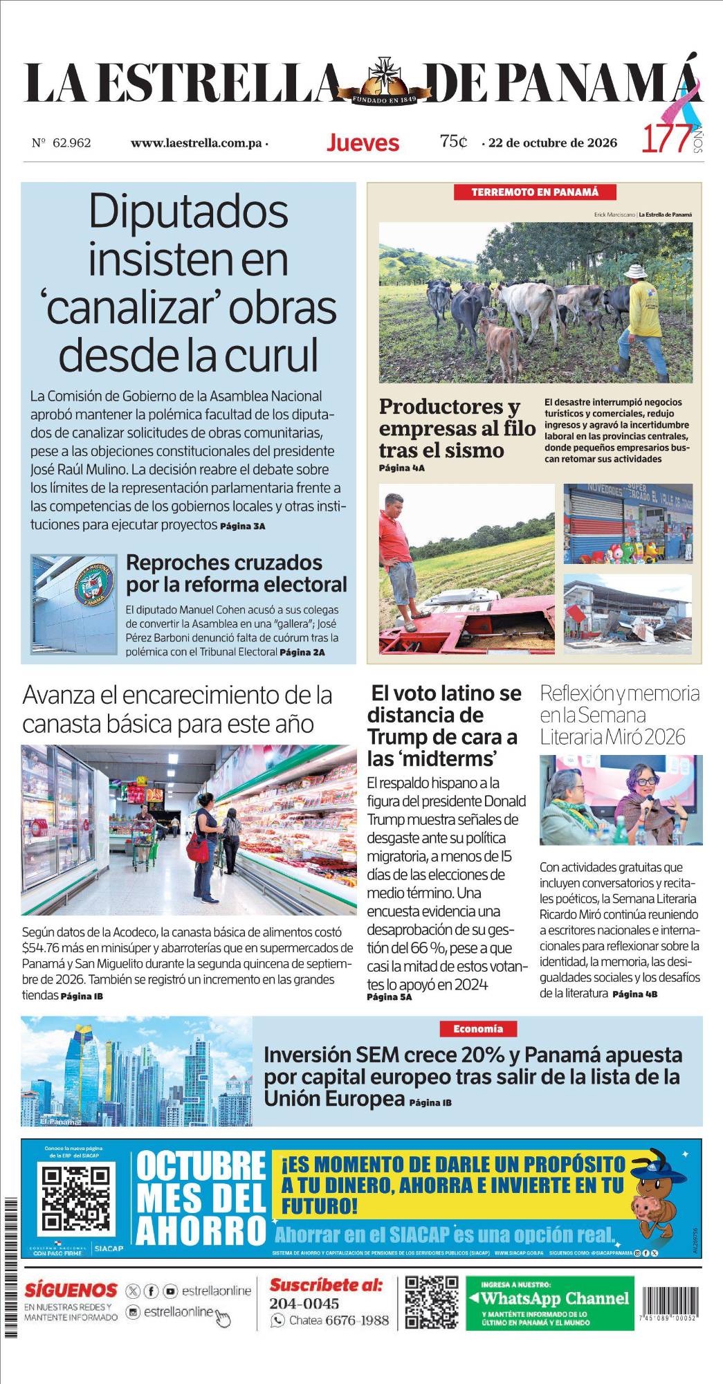 Portada del impreso del 22 de octubre de 2026