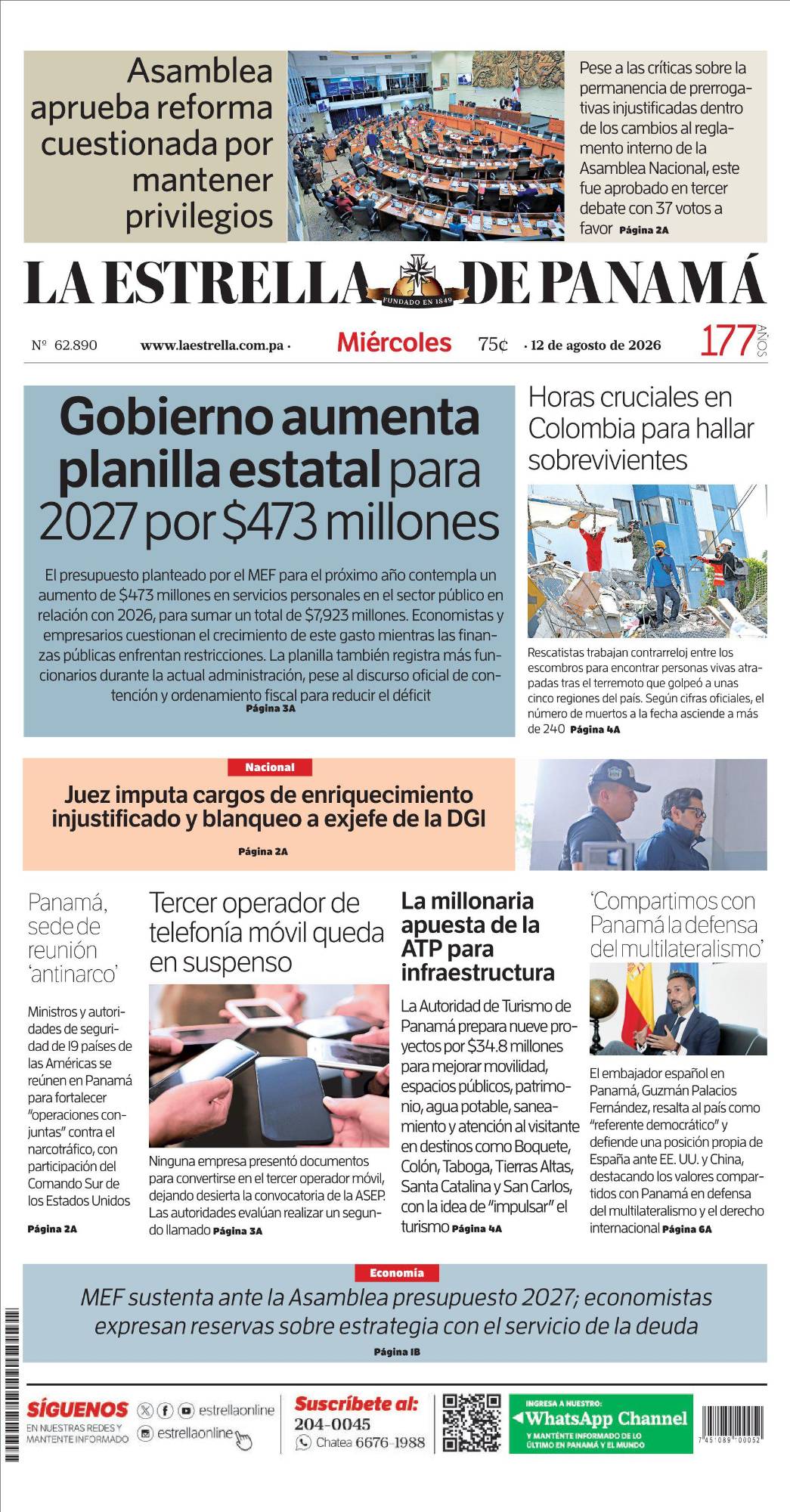 Portada del impreso del 12 de agosto de 2026
