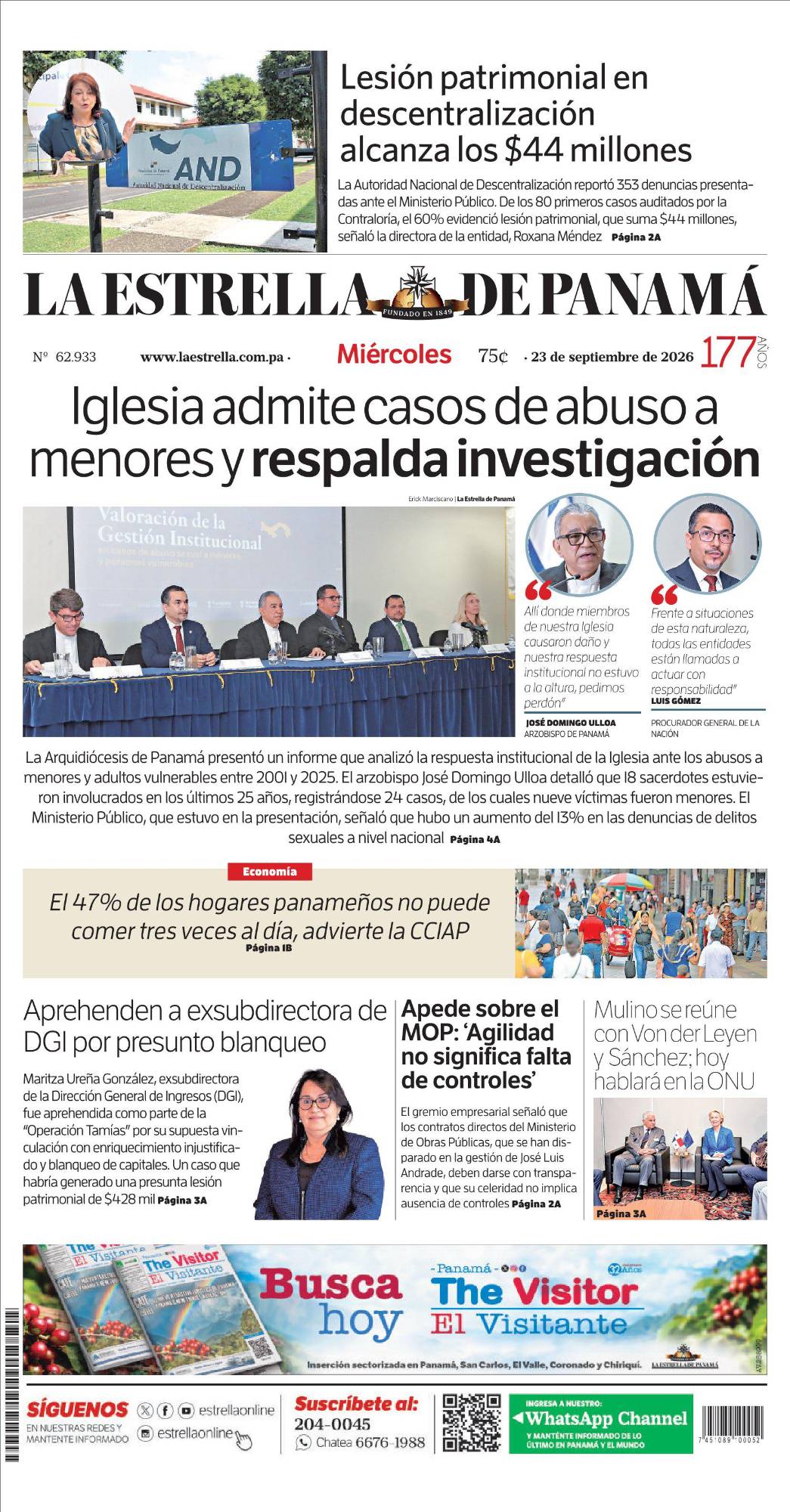 Portada del impreso del 23 de septiembre de 2026
