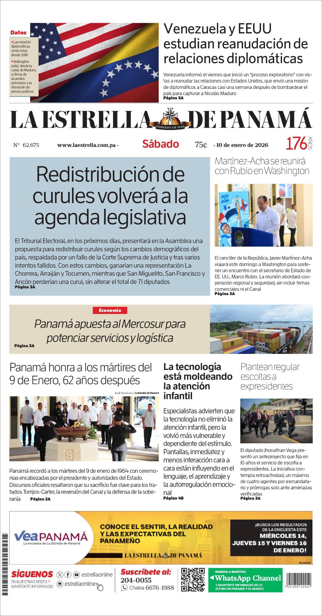 Portada del impreso del 10 de enero de 2026