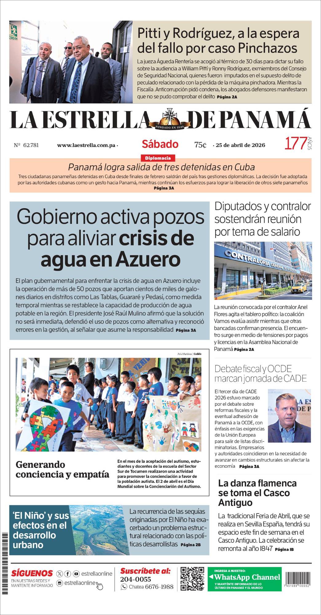 Portada del impreso del 25 de abril de 2026