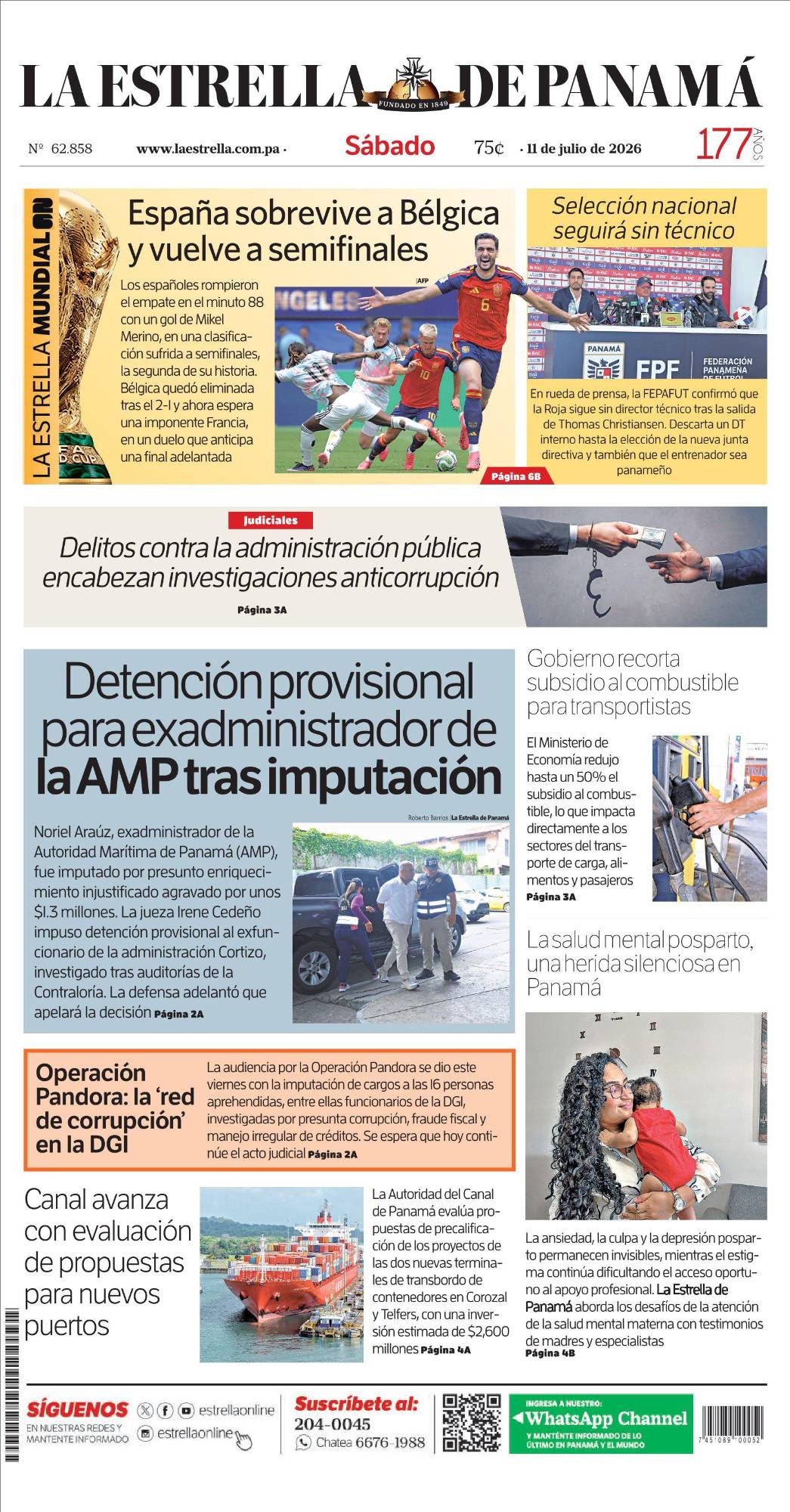 Portada del impreso del 11 de julio de 2026