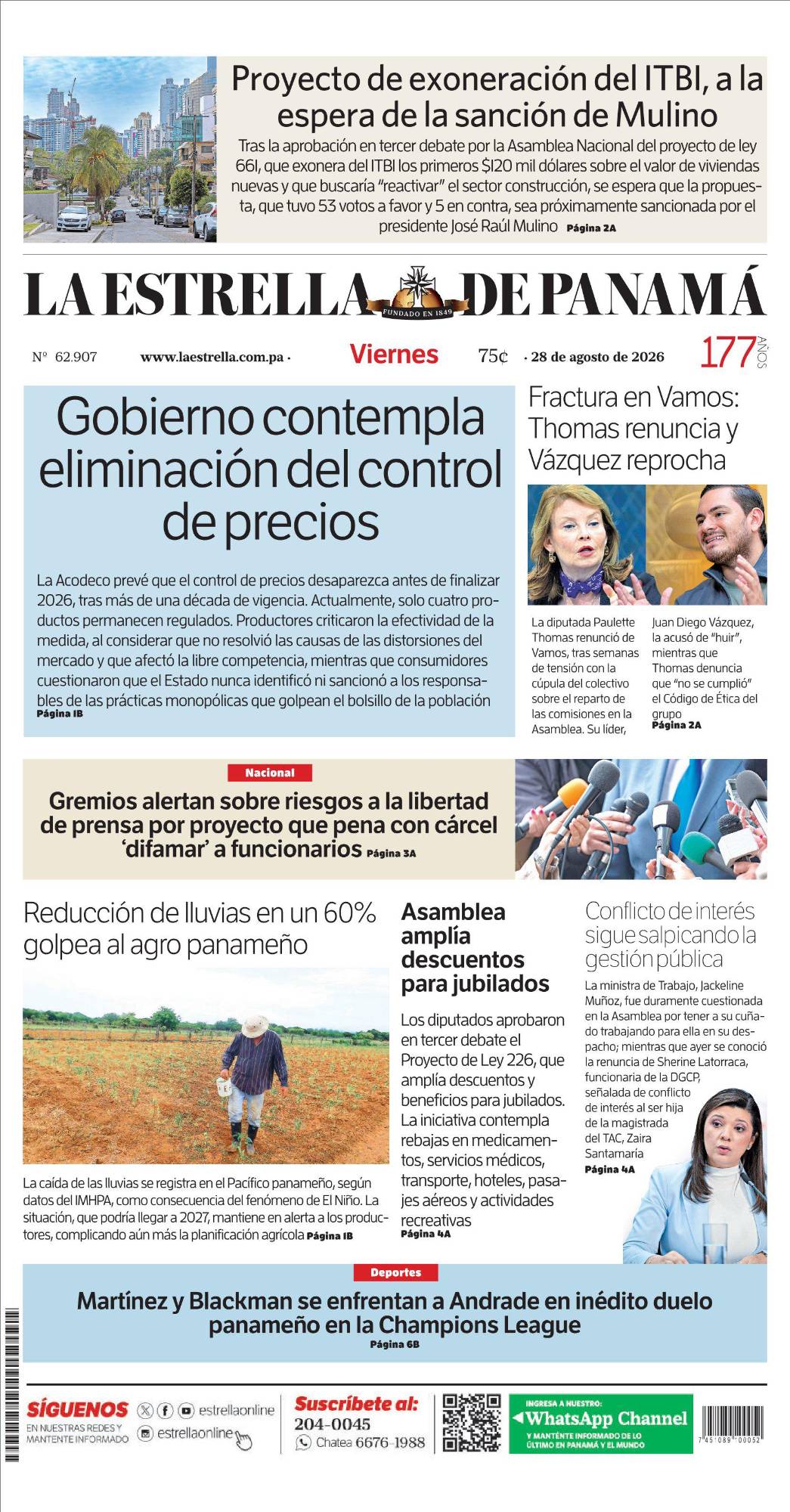 Portada del impreso del 28 de agosto de 2026