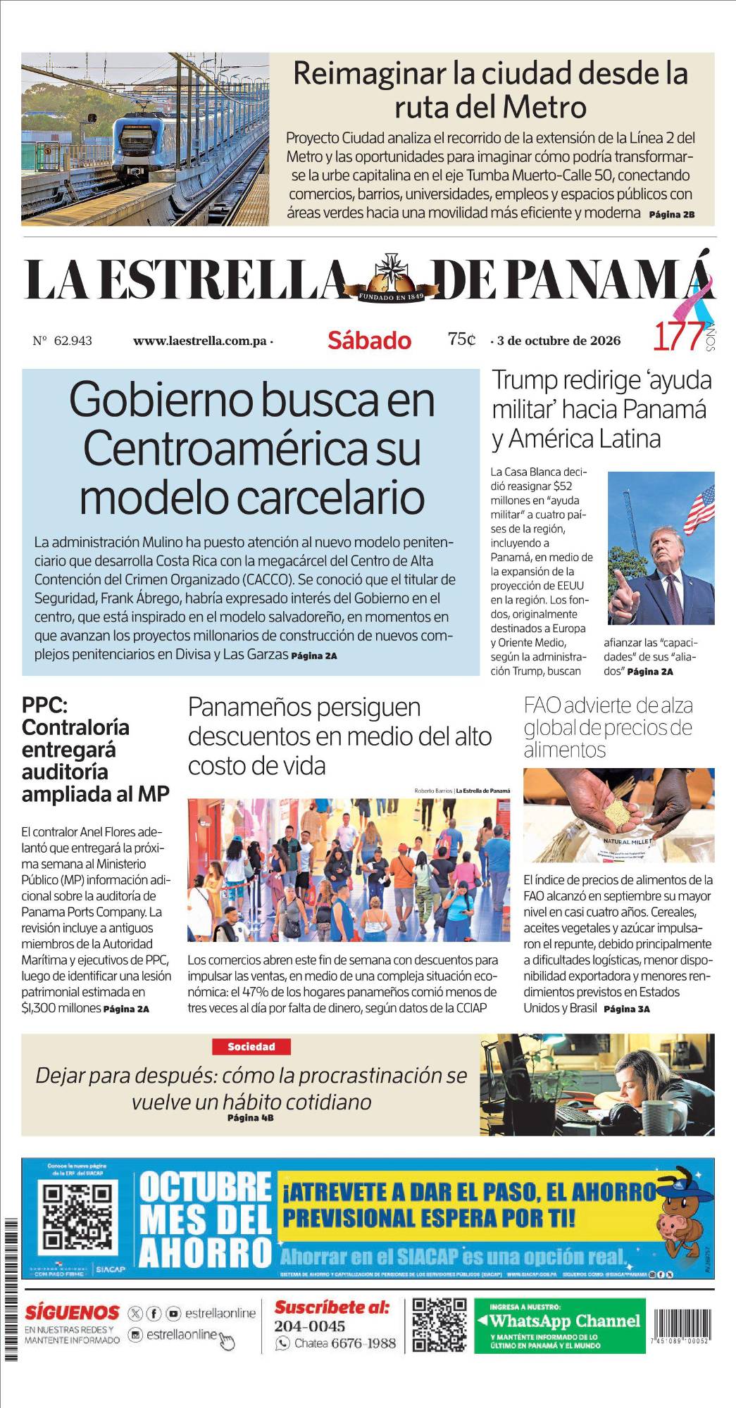 Portada del impreso del 3 de octubre de 2026