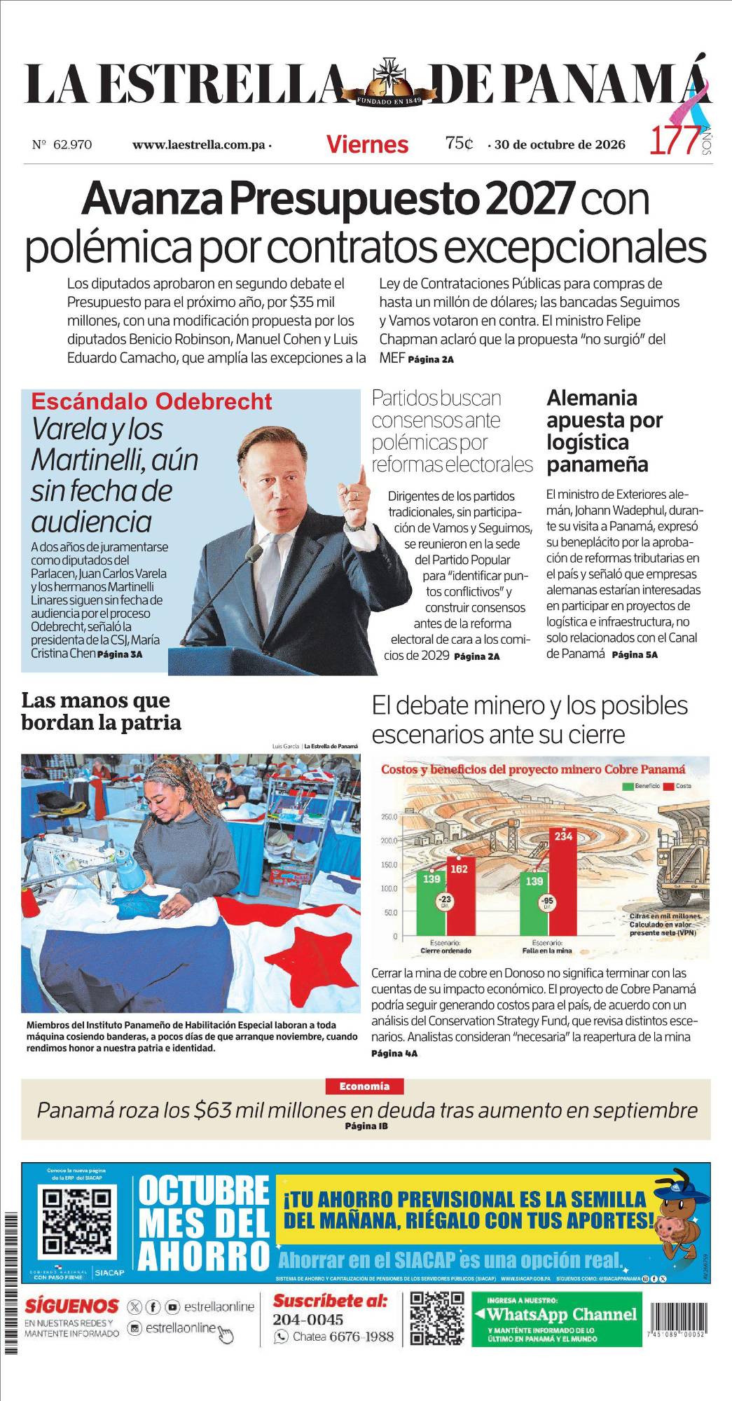 Portada del impreso del 30 de octubre de 2026