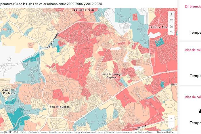 De acuerdo al análisis de la temperatura superficial en ciudad de Panamá, San Miguelito es uno de los sectores donde mayor aumento de la temperatura se ha dado en lo que va del siglo XXI.