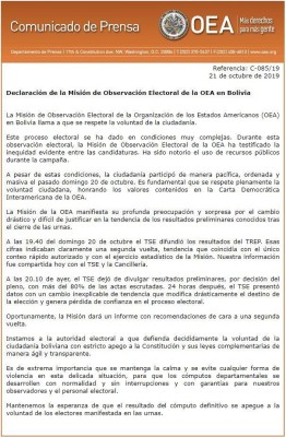 Comunicado de la OEA