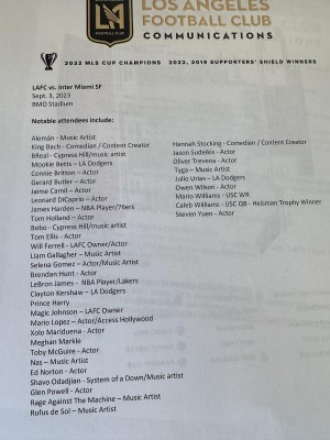 Lista completa de los asistentes al juego entre el LA FC y el Inter Miami.
