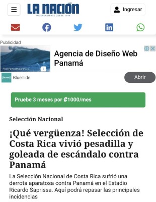 Titular del medio La Nación de Costa Rica.