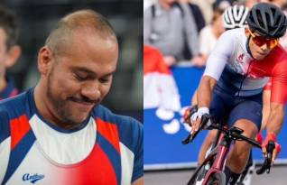 Los atletas paralímpicos Rey Dimas y Esteban Goddart.