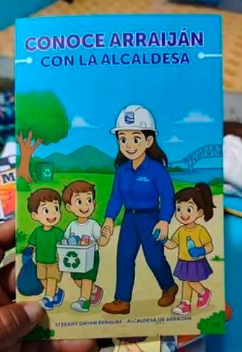 Uno de los materiales investigados muestra ilustraciones y el nombre de la alcaldesa de Arraiján en su portada.