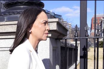 La líder opositora venezolana y Premio Nobel de la Paz, María Corina Machado, llega a la Casa Blanca este 15 de enero de 2026, en Washington.