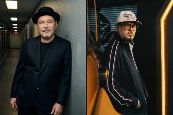 Rubén Blades y Farruko reaccionan al fuerte sismo de 7.5 en Tonosí, provincia de Los Santos. El collage fue trabajado con IA.