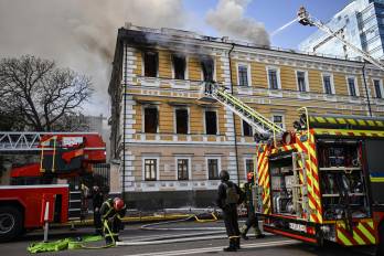 La Academia de las Ciencias de Ucrania fue uno de los objetivos de los ataques rusos en Kiev (Ucrania).