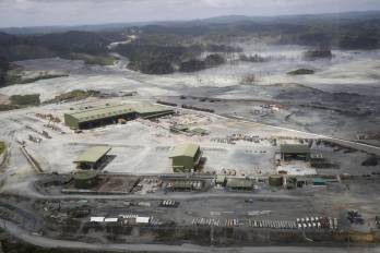 Fotografía aérea del proyecto Minera Panamá, filial de la canadiense First Quantum Minerals (FQM), el 10 de diciembre de 2023, en Donoso.